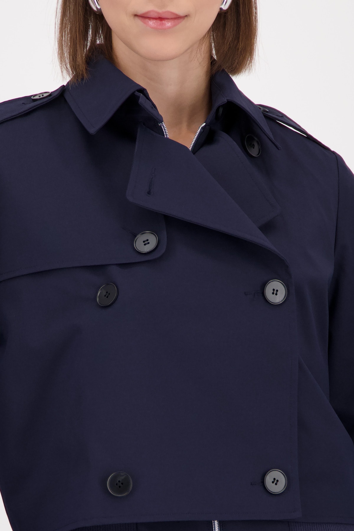 Monari Kurzjacke »Jacke Trench« ohne Kapuze kurze Form, Regular Fit, typische Schulterklappen