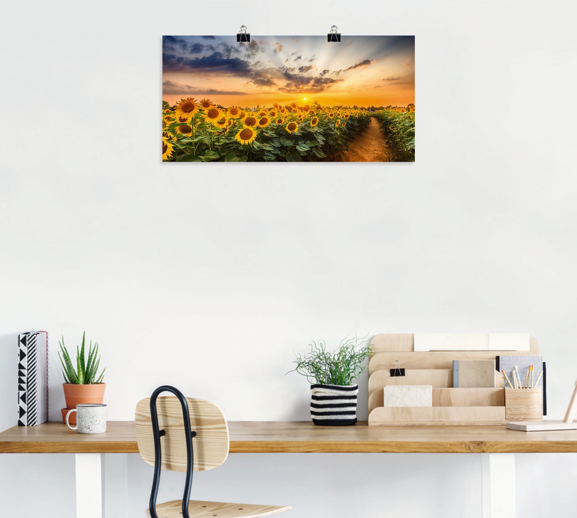 Artland Wandbild »Sonnenblumenfeld bei Sonnenuntergang«, Blumenbilder, (1 St.), als Alubild, Outdoorbild, Leinwandbild, Poster in verschied. Größen