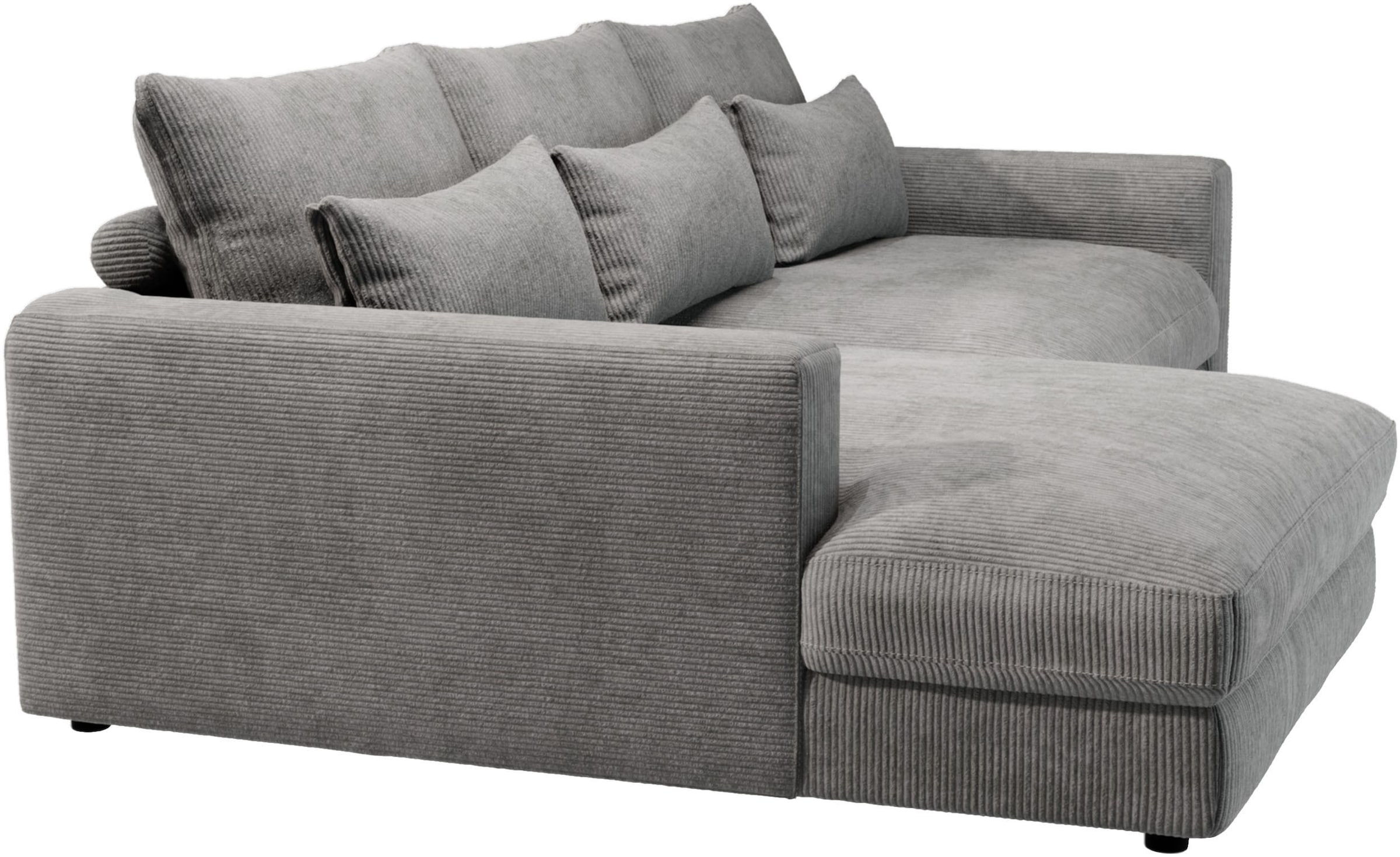 Home affaire Ecksofa »Darwin, viele Kissen, extra tiefe Sitzfläche, 271/89/171 (B(H/T)« gemütlich und weich, L-Form, mit extra softem Sitzkomfort, Cord