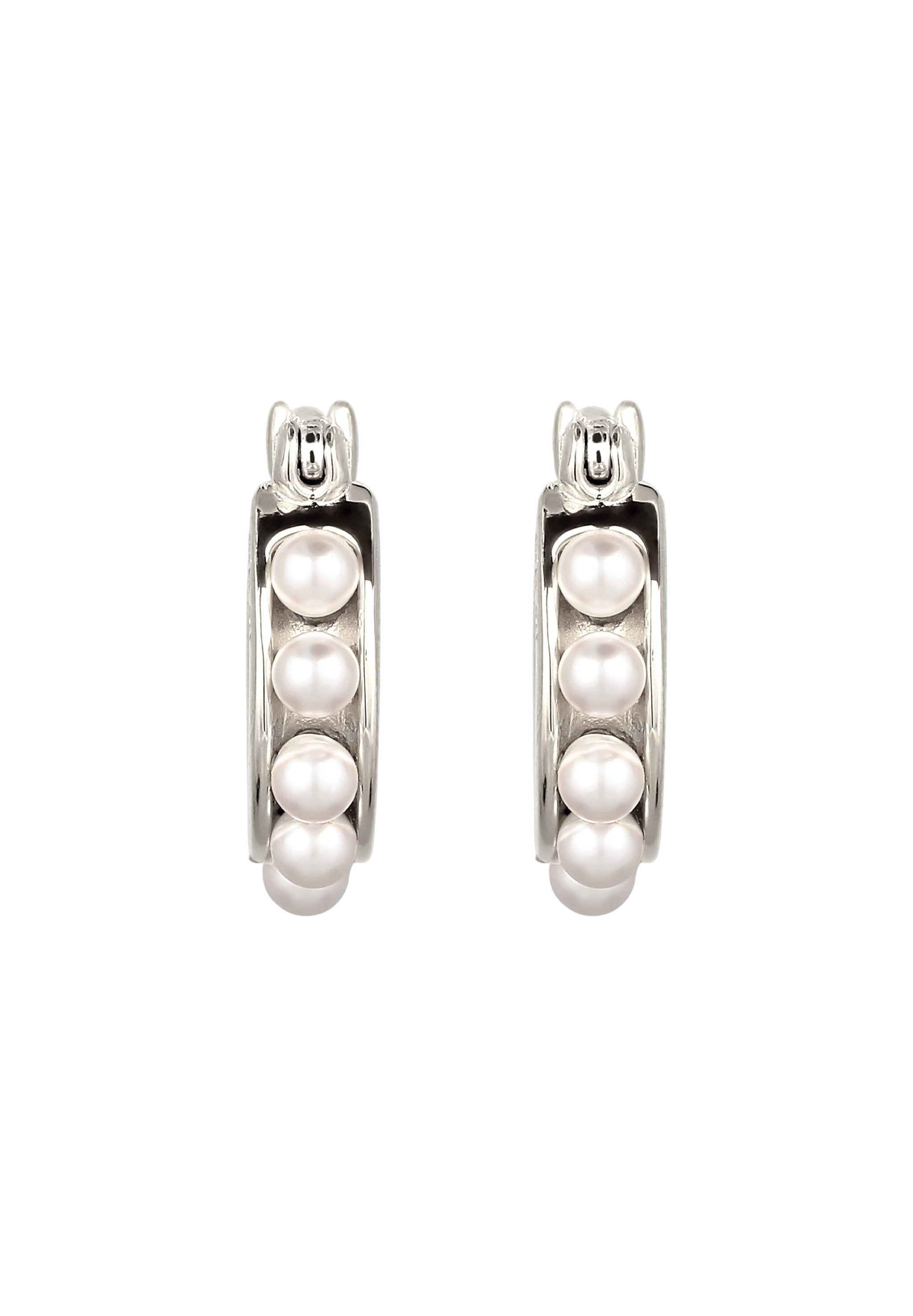 Elli Paar Creolen »Ohrringe Creolen mit Perlen von Swarovski(R) Weiß 925 Sterling Silber«