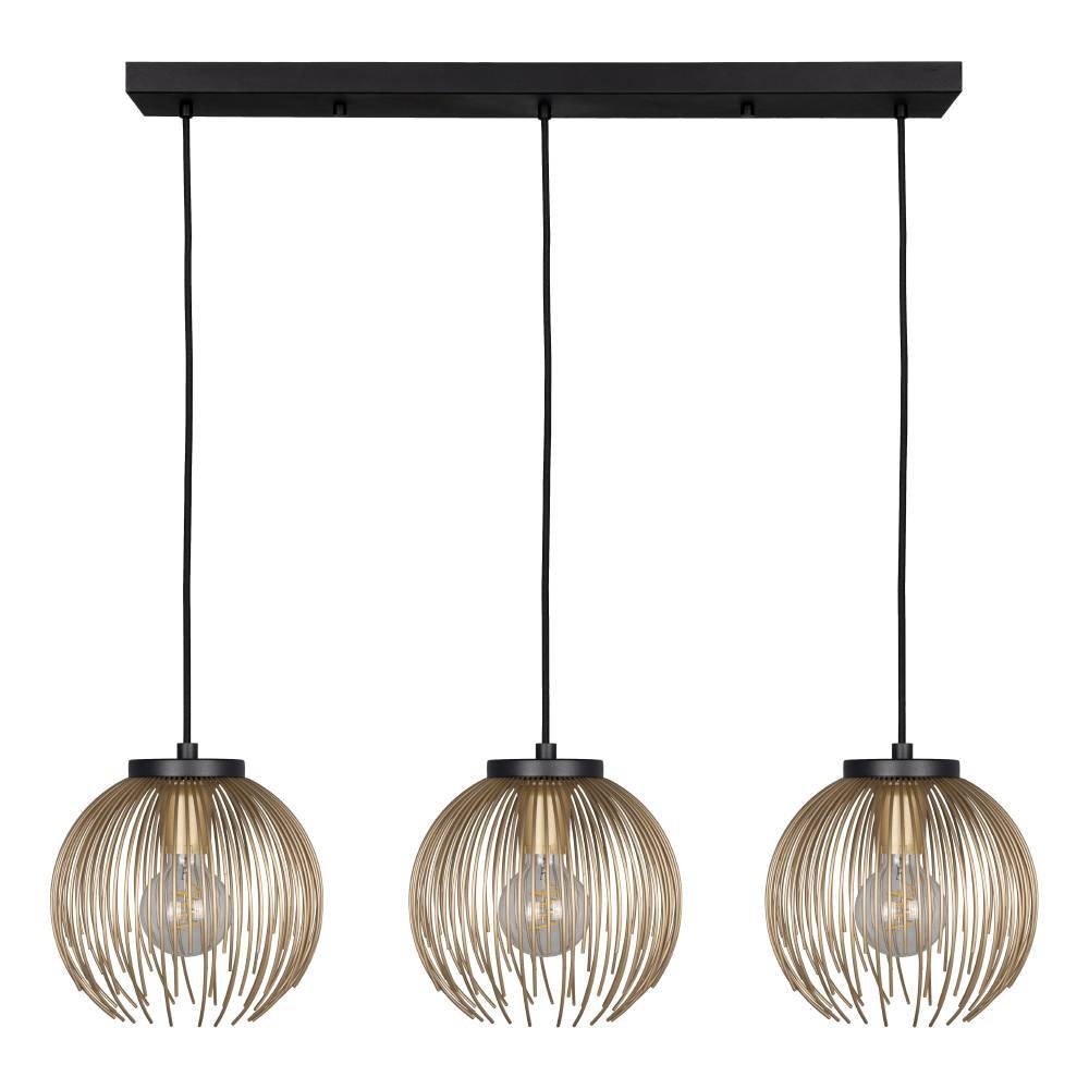 EGLO Hängeleuchte »VENEZUELA Pendellampe, Esszimmerlampe, Metall, schwarz, gold, E27«, Leuchtmittel E27 | Leuchtmittel wechselbar-ohne Leuchtmittel, Esstischlampe, Pendelleuchte, Drahtschirm, 1flammig, 110x93,5x23,5xcm
