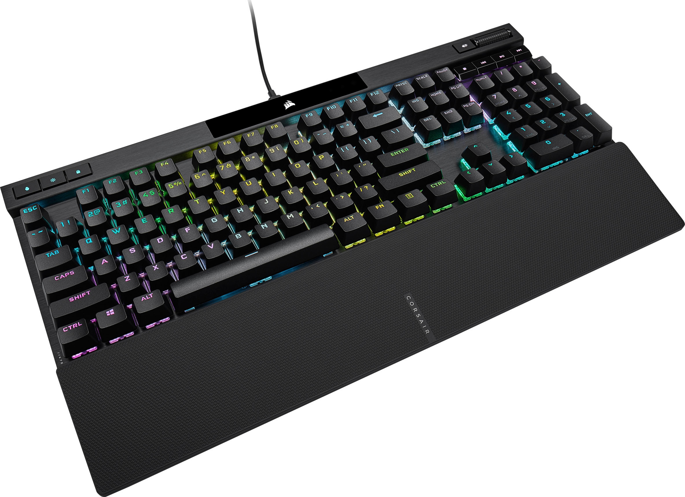 Corsair Gaming-Tastatur »K70 RGB PRO MX RED«, (Lautstärkeregler-Fn-Tasten-Multimedia-Tasten-USB-Anschluss-Ziffernblock-Windows-Sperrtaste-Handgelenkauflage)