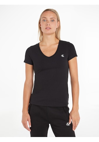 V-Shirt »CK EMBROIDERY STRETCH V-NECK«, (1 tlg.), mit kleiner Calvin Klein...