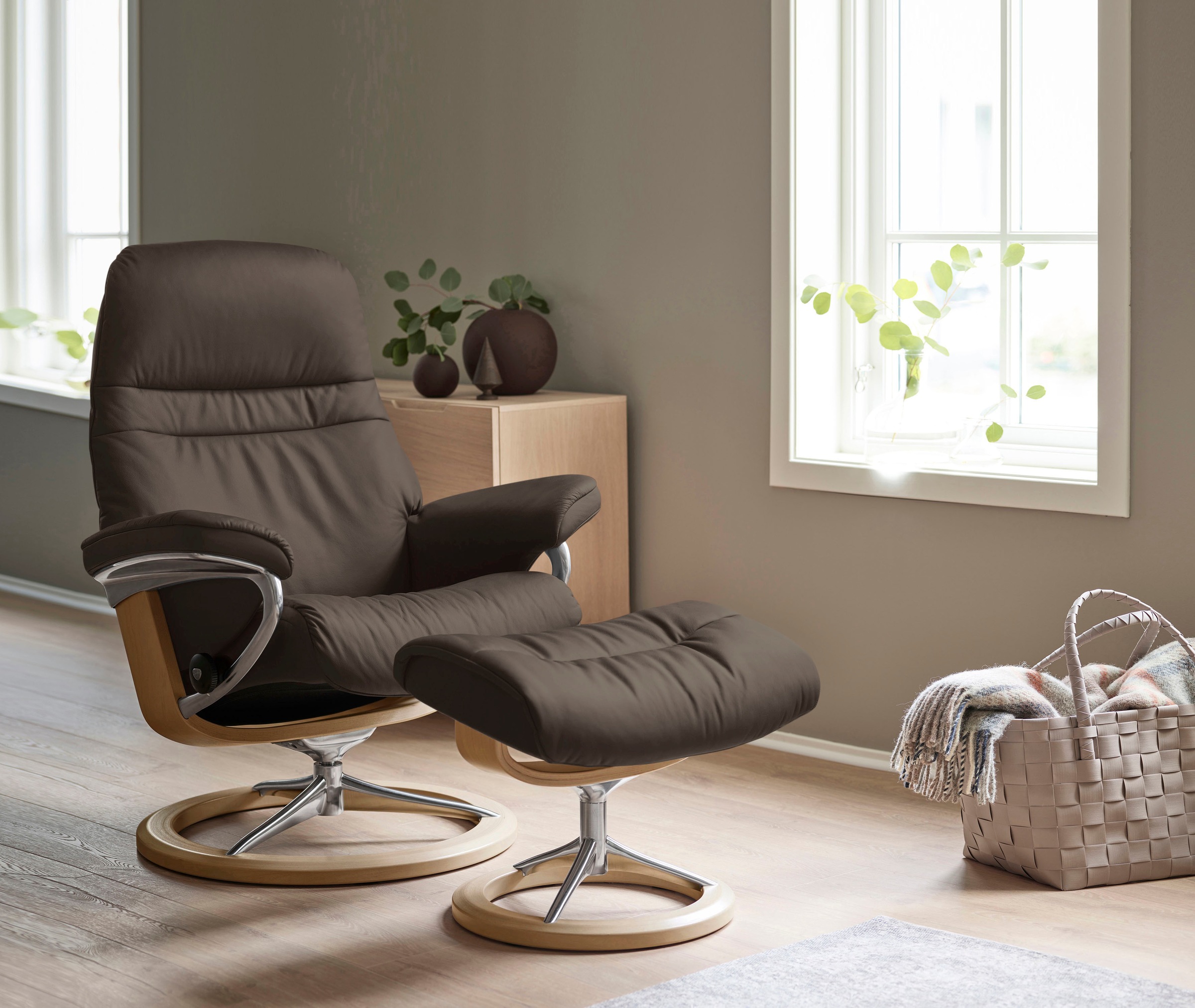 Stressless® Relaxsessel »Sunrise« Relaxsessel mit Hocker,  mit Signature Base, Größe S, Gestell Eiche