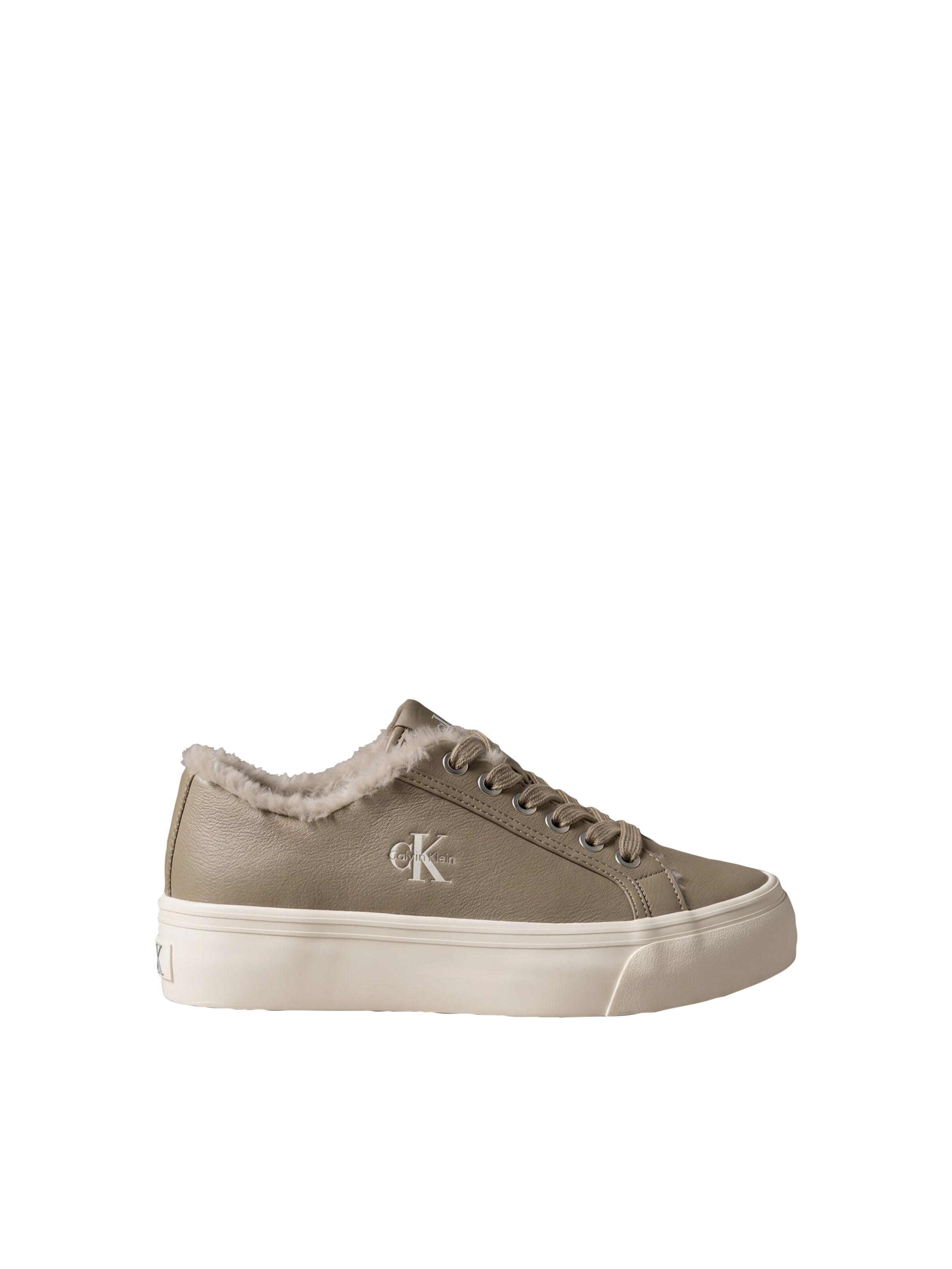 Calvin Klein Plateausneaker »VULC FLATF LACEUP LTH FUR«  Halbschuh, Schnürschuh, Casual-Sneaker mit seitlichem CK-Logo