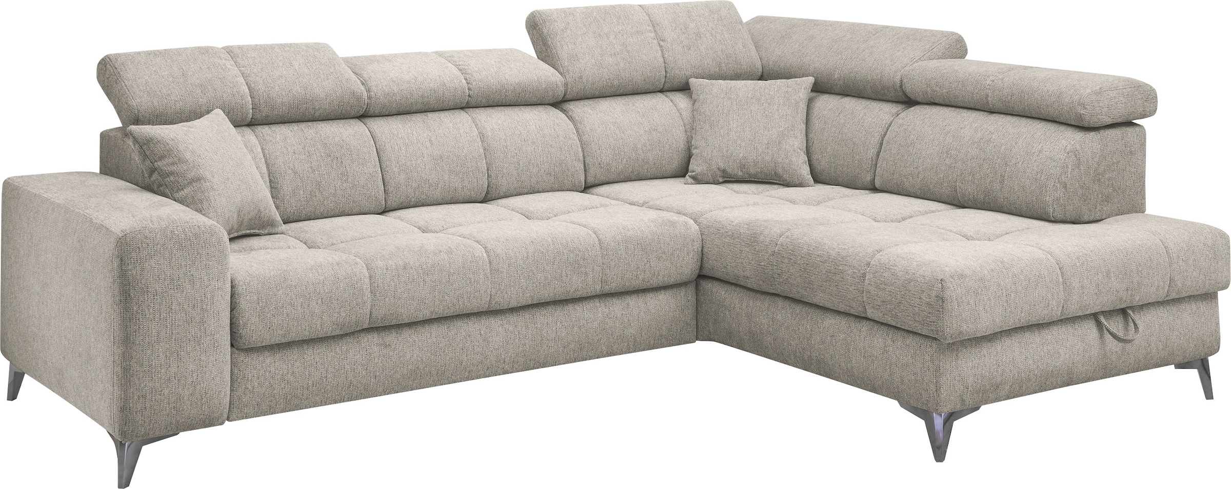 ED EXCITING DESIGN Ecksofa »Sydney L-Form«, mit Bettfunktion, Bettkasten, Kopfteilverstellung & 2 Zierkissen