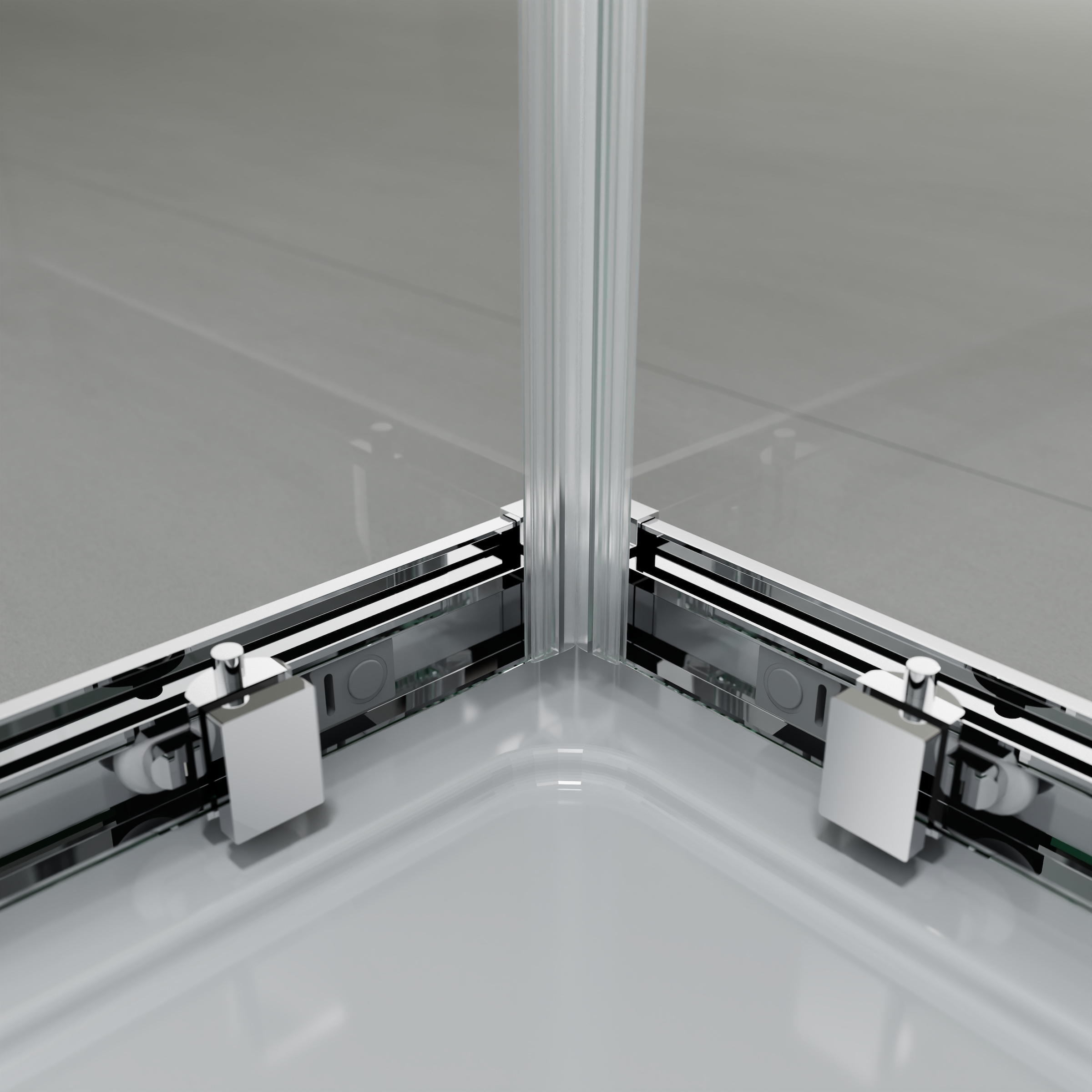 welltime Eckdusche »New Trento«, Extrahohe 195cm, verbessertes Rollensystem