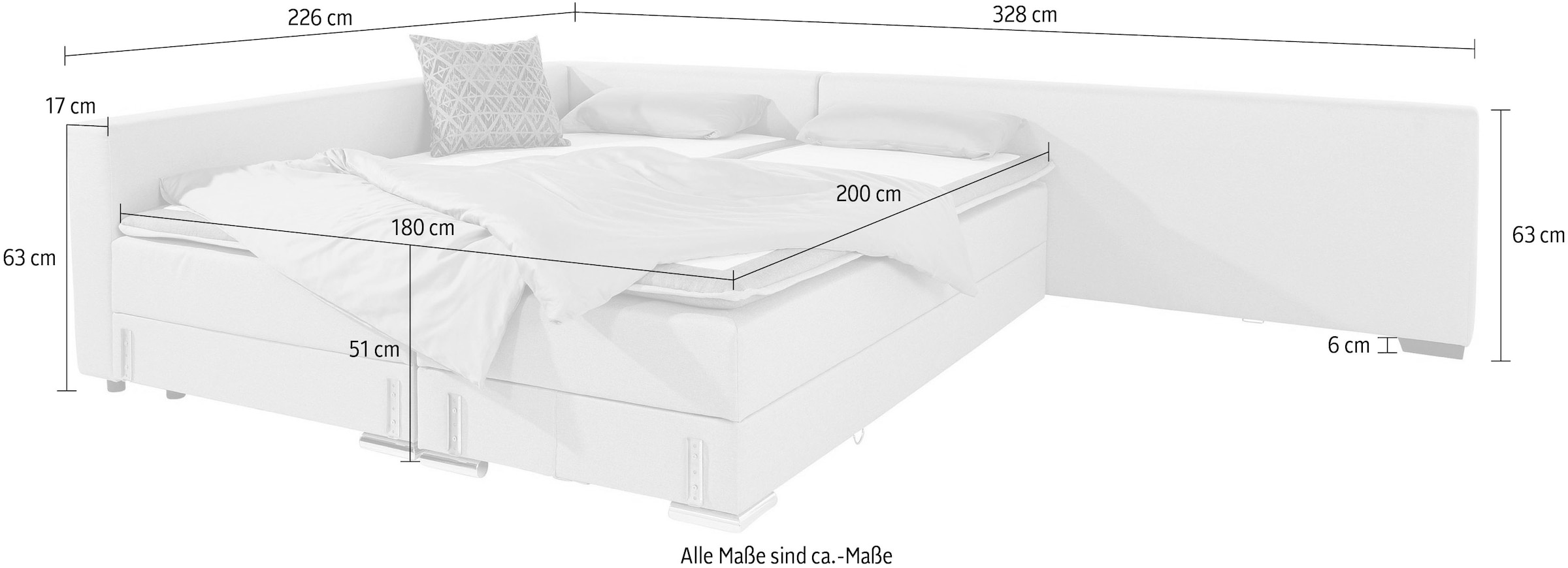 INOSIGN Ecksofa »Dream L-Form«, mit Federkern, mit Bettfunktion und Bettkasten