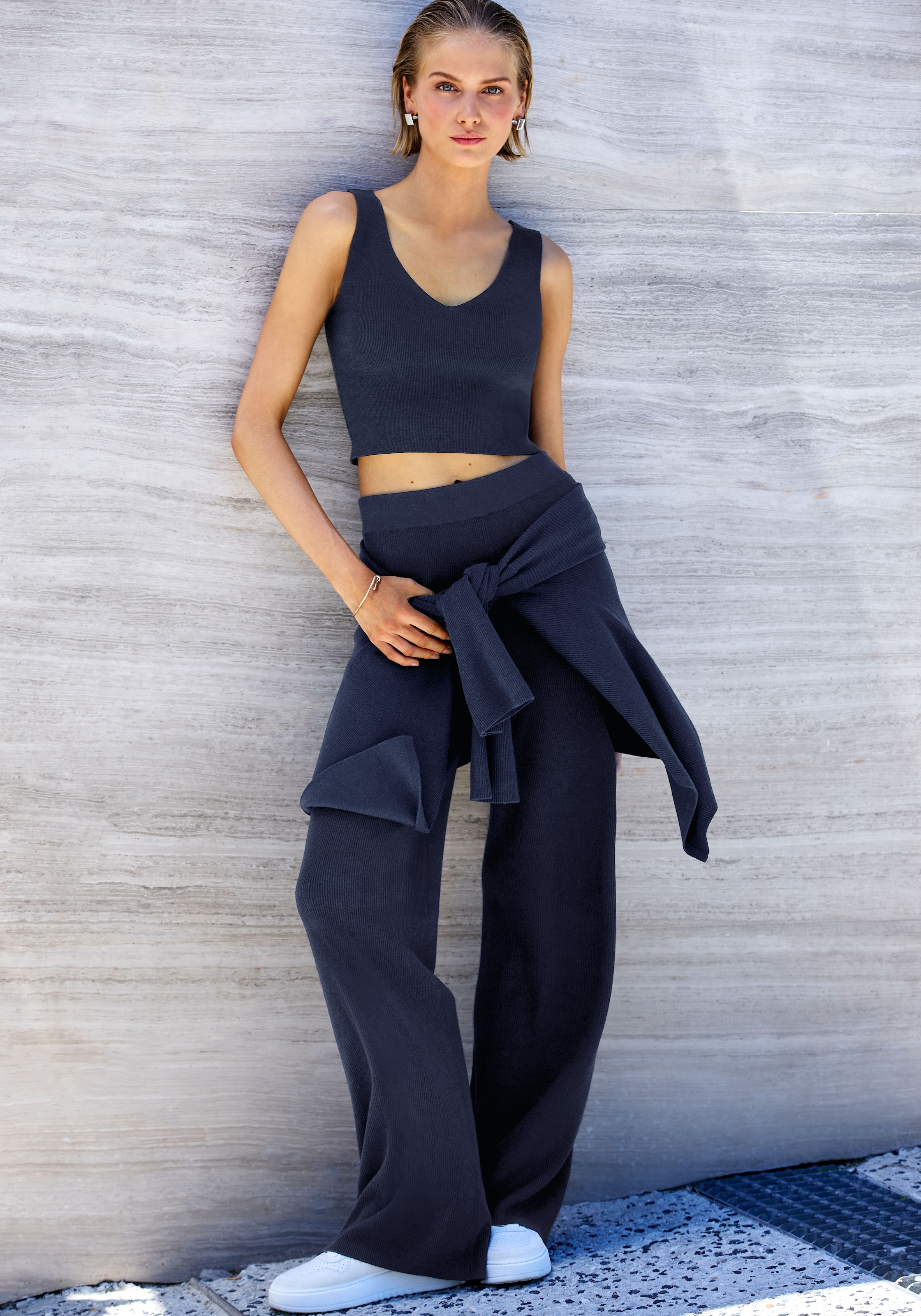 Copenhagen Studios Stricktop, aus hochwertigem Rippstrick, Loungewear