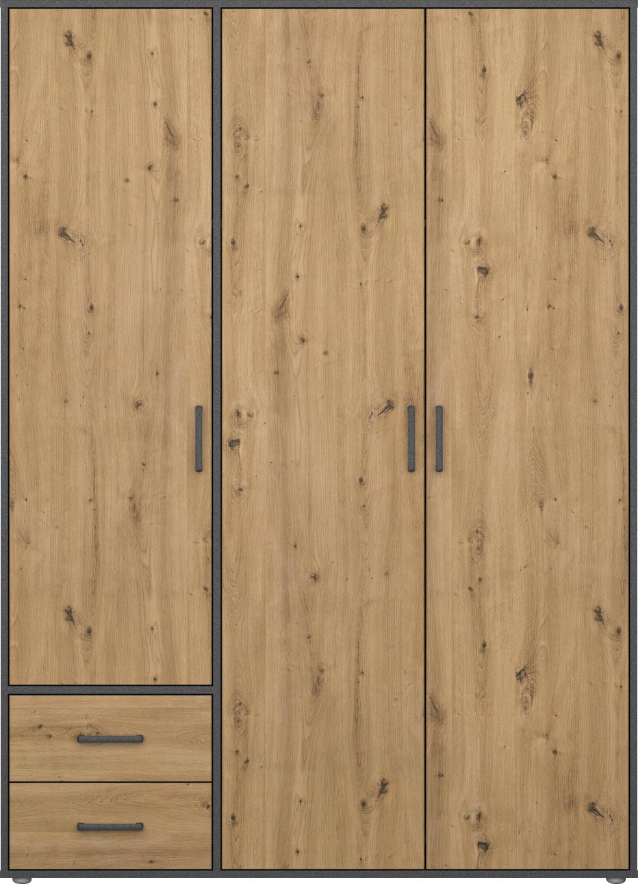 rauch Drehtürenschrank »Kleiderschrank Schrank Garderobe Wäscheschrank VOYAGER«, moderne Griffe in Graumetallic mit Außenschubkästen MADE IN GERMANY