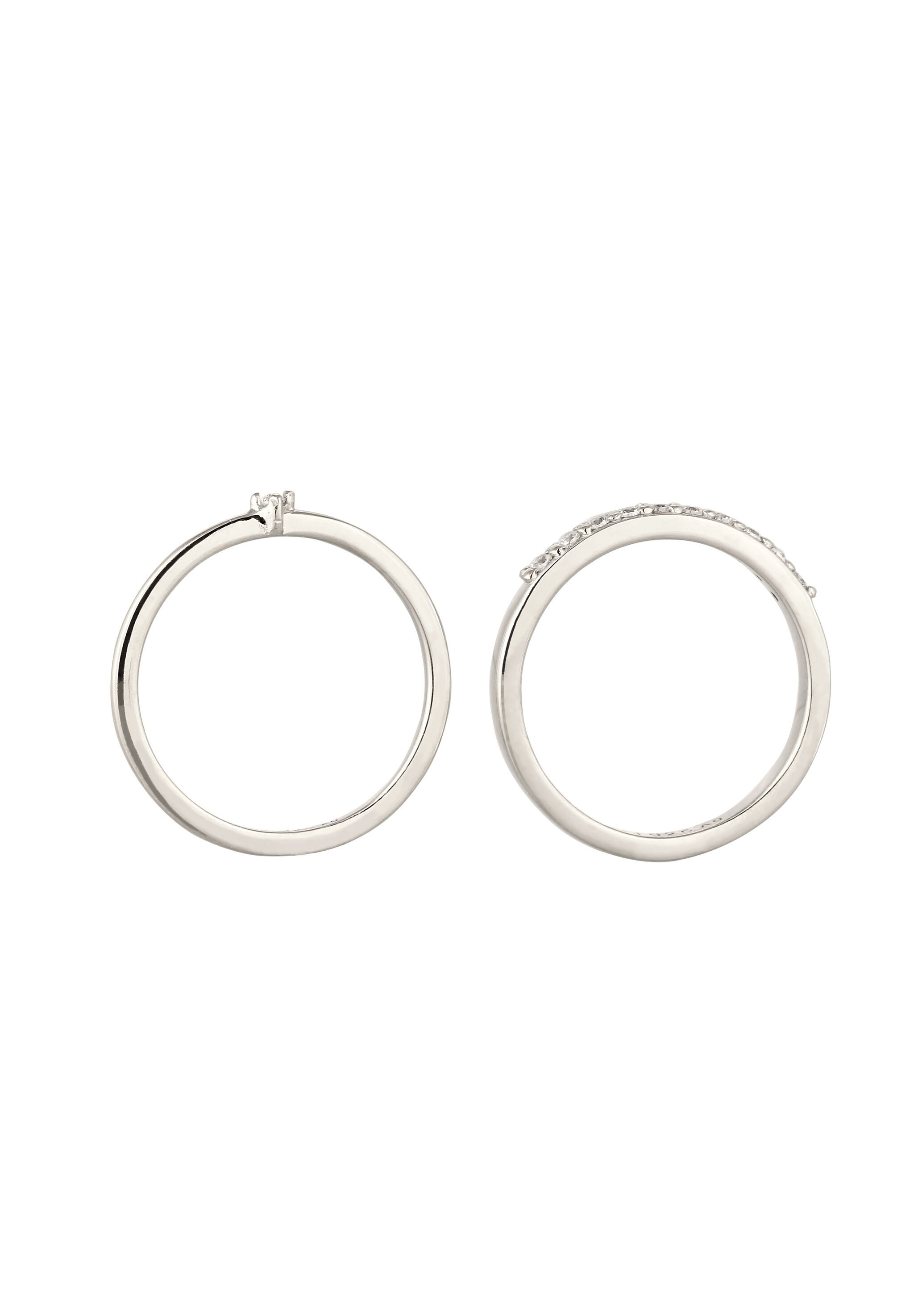 Elli DIAMONDS Ring-Set »Ring Laborgezüchteten Diamant Weiß (0.015 ct) 2er Set 925 Sterling Silber«