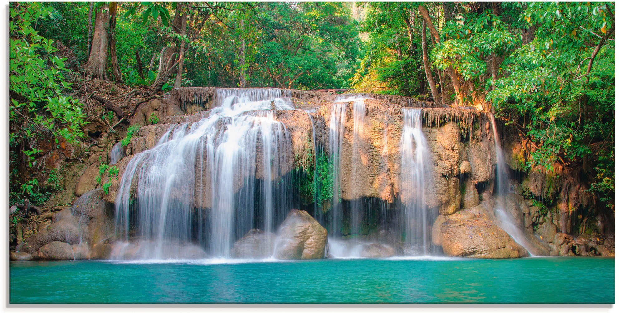 Artland Glasbild »Wasserfall im Wald National Park«, Gewässer, (1 St.), in verschiedenen Größen