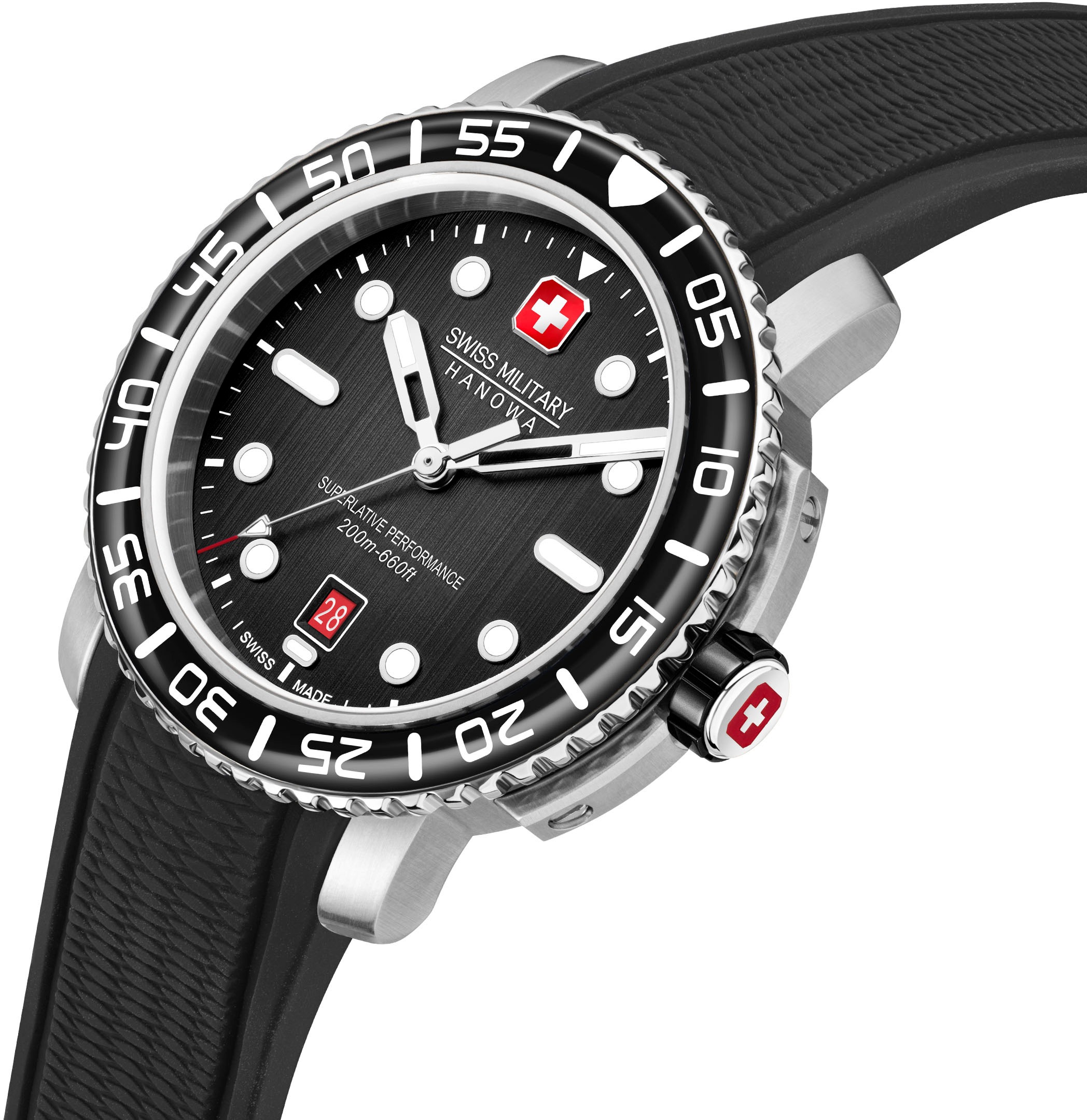 Swiss Military Hanowa Quarzuhr »BLACK MARLIN, SMWGN0001701«, Armbanduhr, Herrenuhr, Swiss Made, Datum, Saphirglas