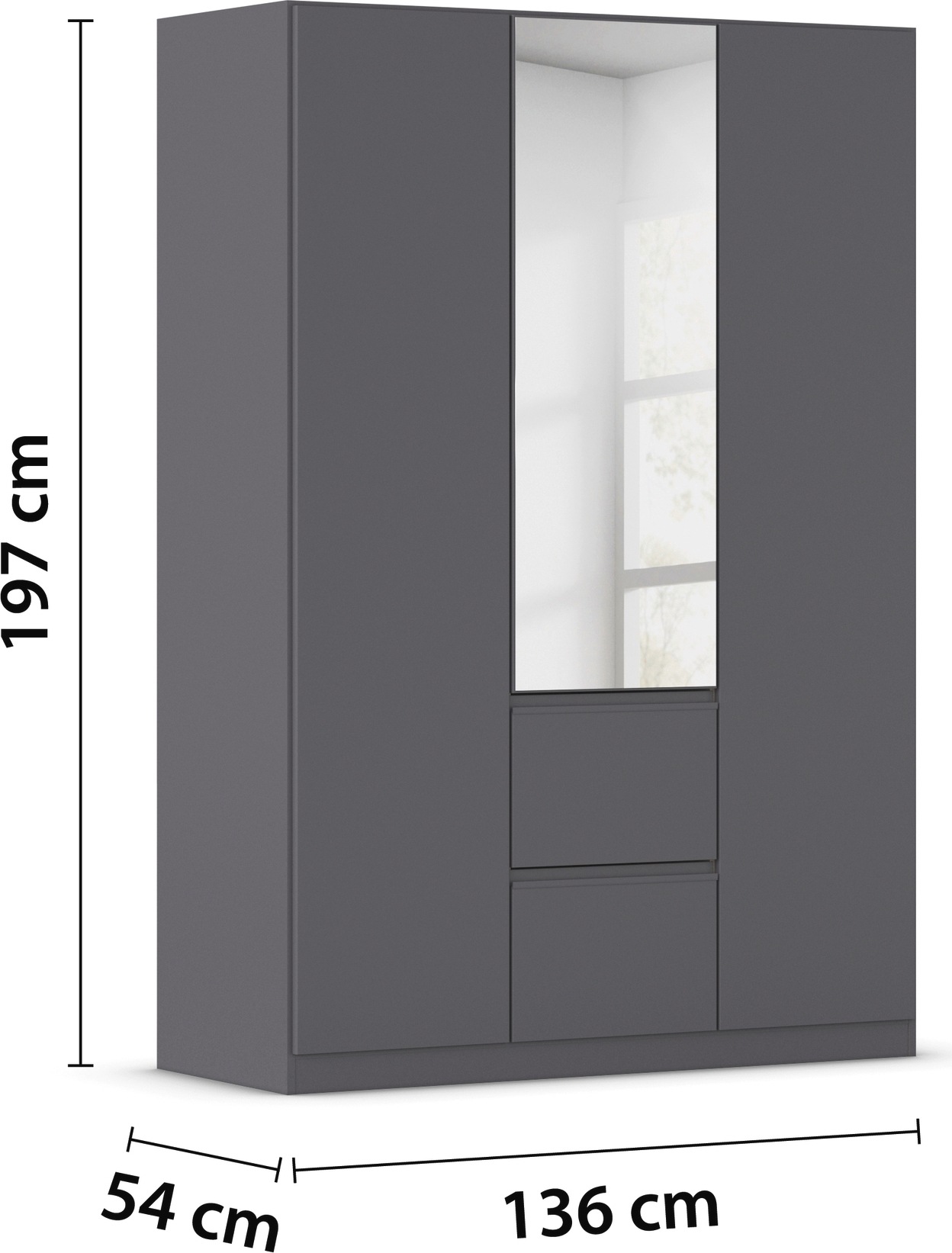 rauch Drehtürenschrank »Kleiderschrank Schrank Garderobe Wäscheschrank BRISTOL in 2 Breiten«, grifflose Front mit Push-to-Open Funktion in 2 Breiten MADE IN GERMANY