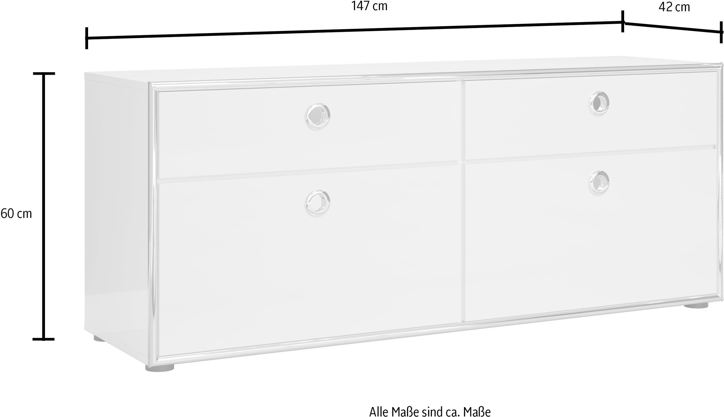 Places of Style Lowboard »Imperia«, Hochglanzoptik mit eleganter Chromumrahmung - Made in Italy