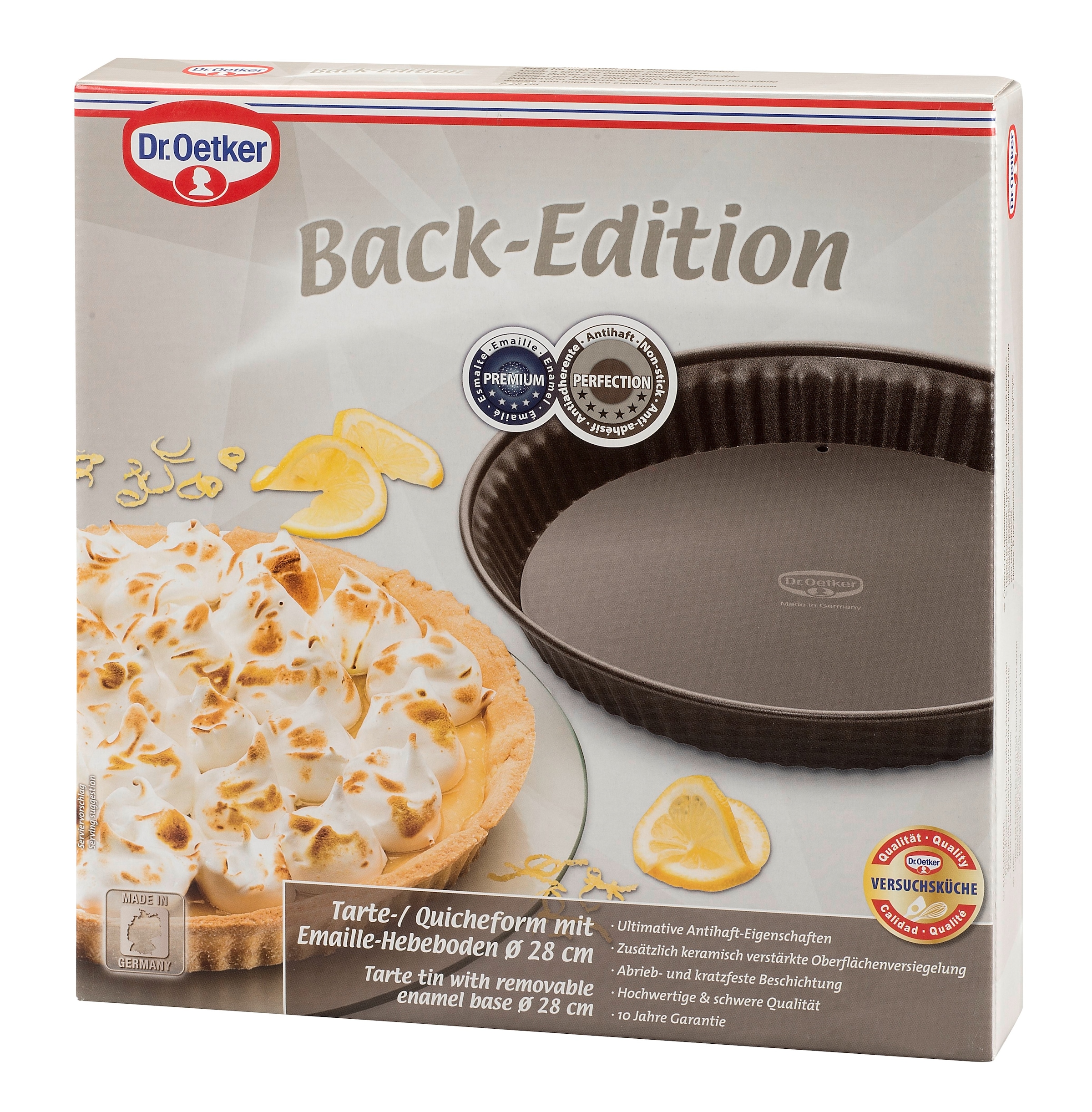 Dr. Oetker Küchenhelfer Tarteform »Back-Edition, Quicheform mit Emaille-Hebeboden Ø 28 cm« Antihaft-Beschichtung, schnitt-& kratzfest, hitzebeständig bis 230°C