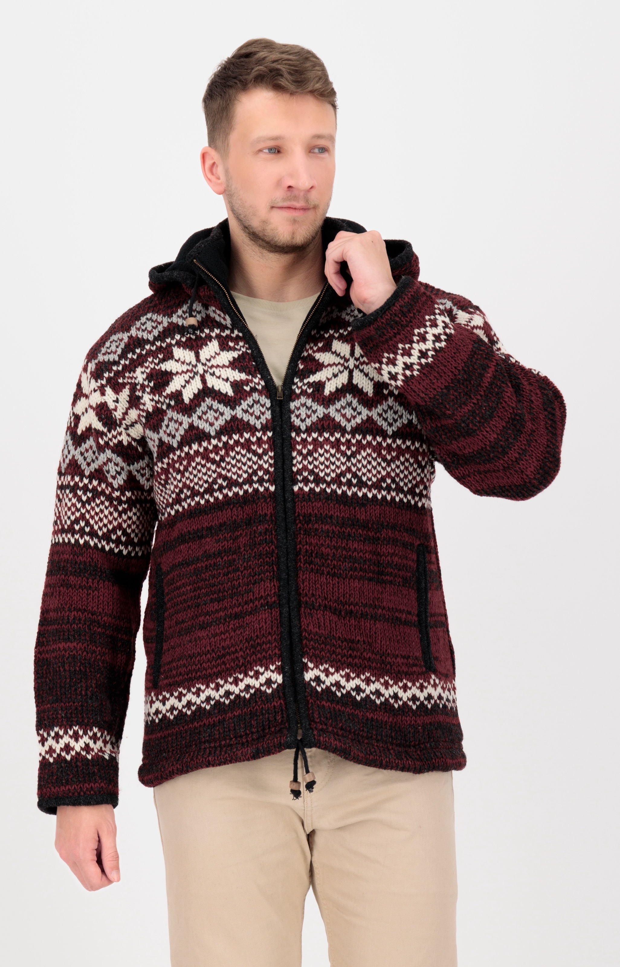 Strickfleecejacke »LHOTSE MEN«, mit Kapuze und weichem Fleece gefüttert