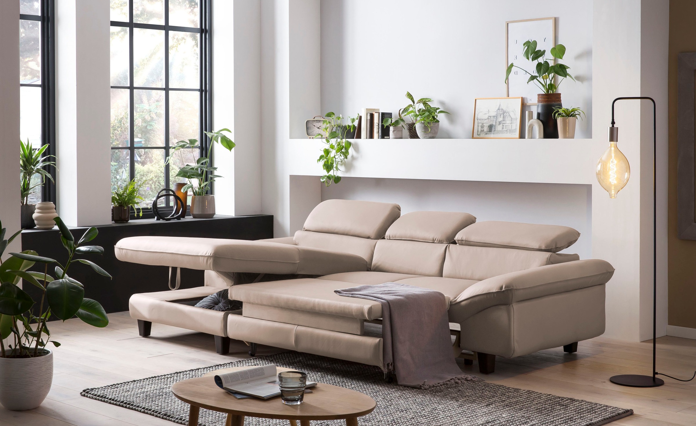 Home affaire Ecksofa »Pilot L-Form«, mit Kopfteilverstellung, optional Bettfunktion und Bettkasten