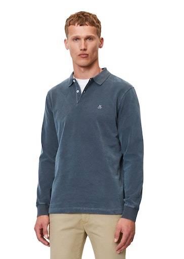 Langarm-Poloshirt, im Washed-Look