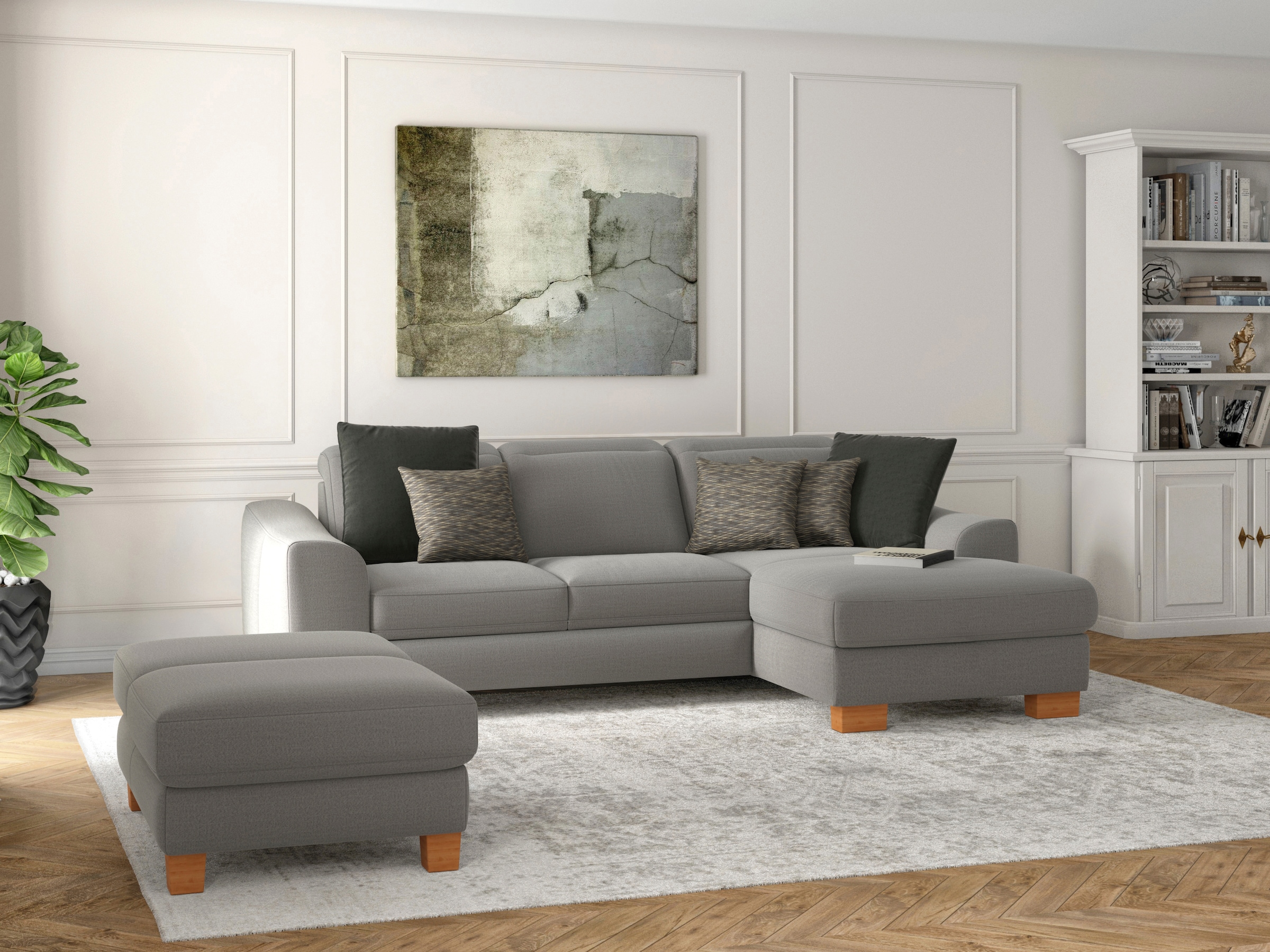 sit&more Polsterhocker »Dundee« mit Klappfunktion, Federkern und hochwertigen Massivholzfüßen