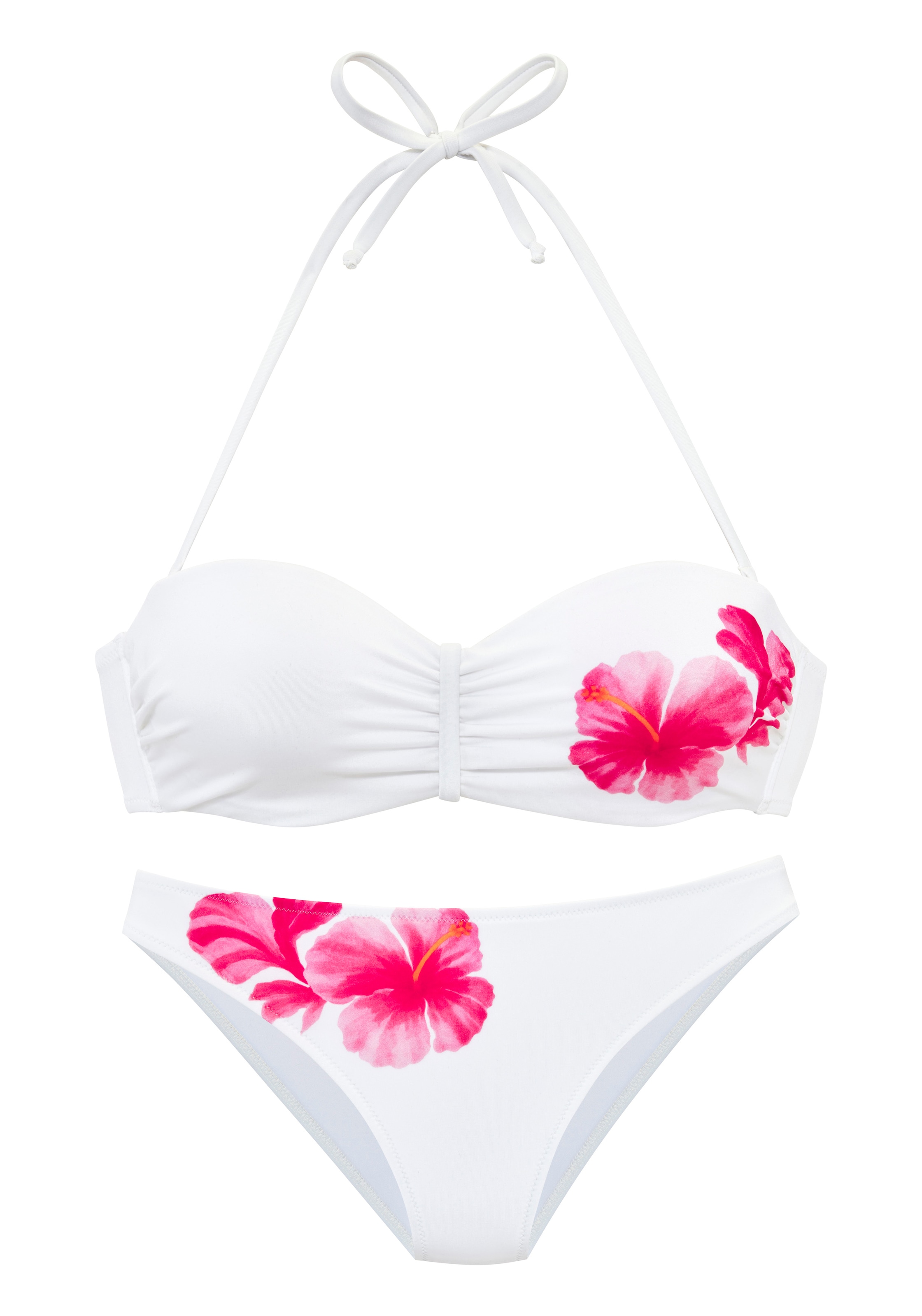 Venice Beach Bügel-Bandeau-Bikini mit platzietem Blumendruck