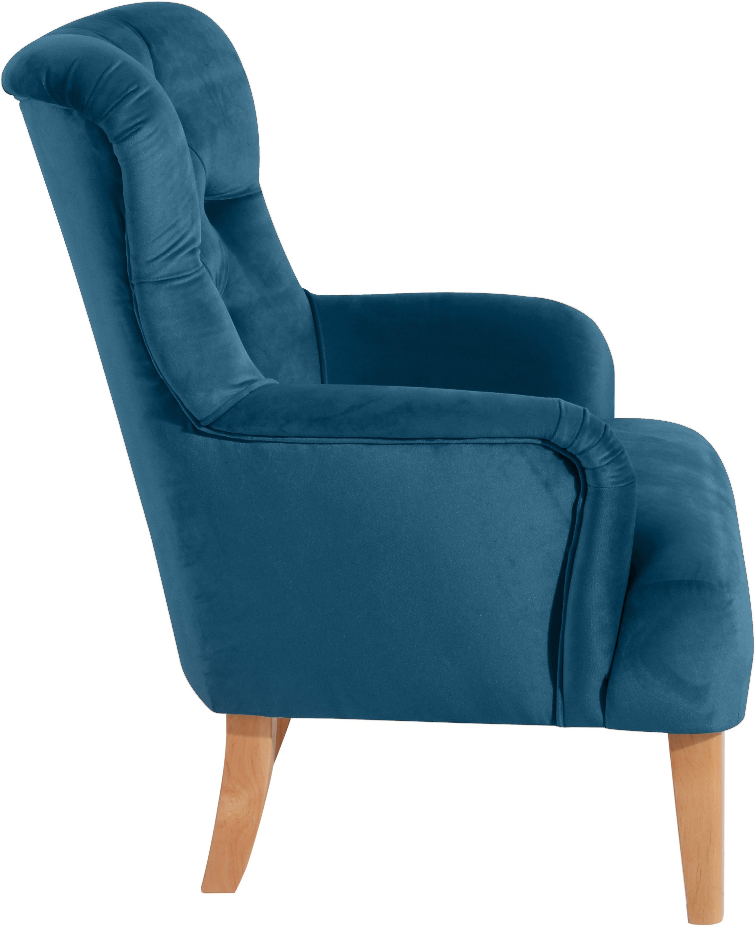 Max Winzer® Chesterfield-Sessel »Bradley, Loungesessel, Chesterfield Optik in aktuellen Farben, bequem«, hohe Rückenlehne mit edler Knopfheftung, Retro und modern, hoher Fuß