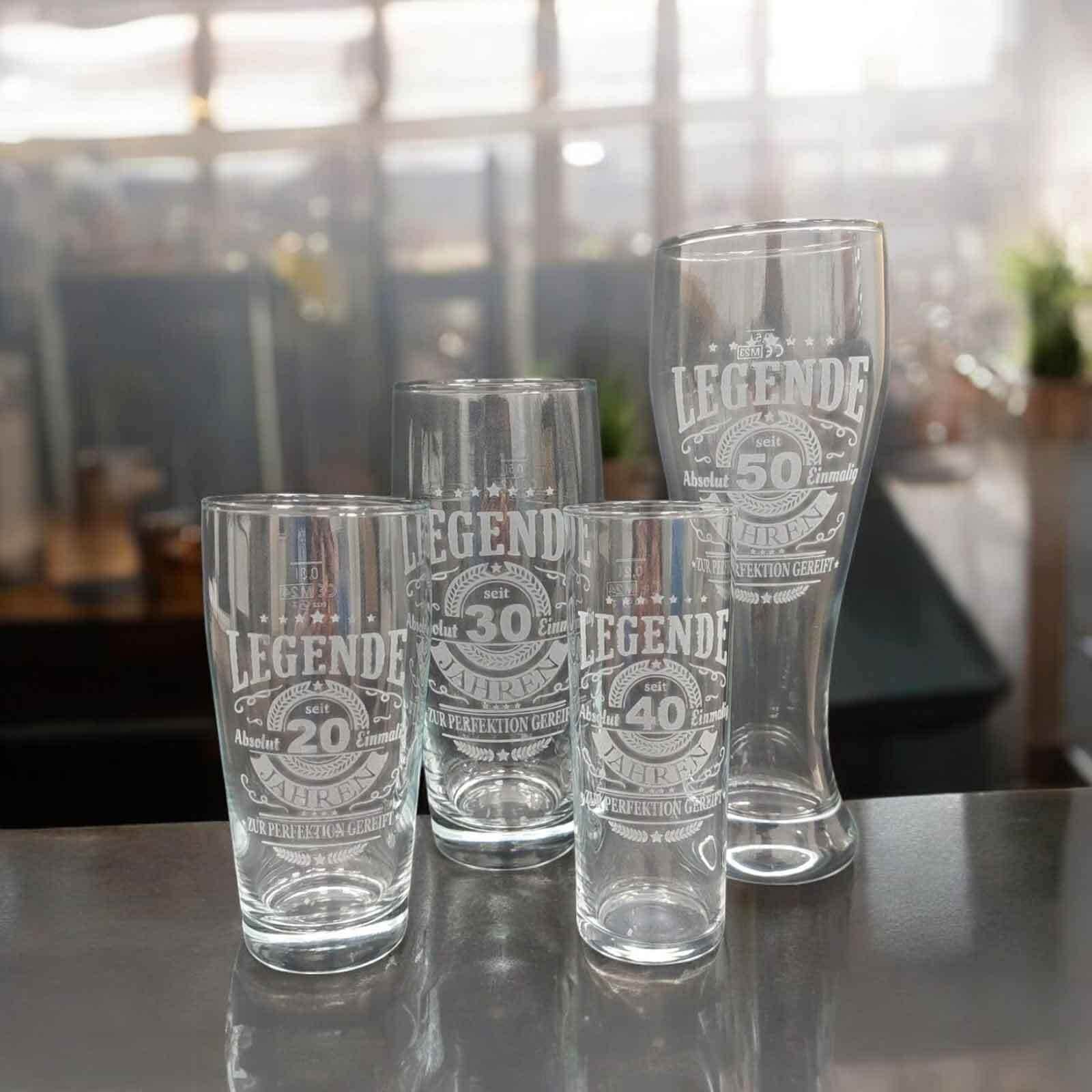 LUXENTU Bierglas »Willi Becher Bierglas mit Gravur Legende seit 20 Jahren 0,5 l transparent«