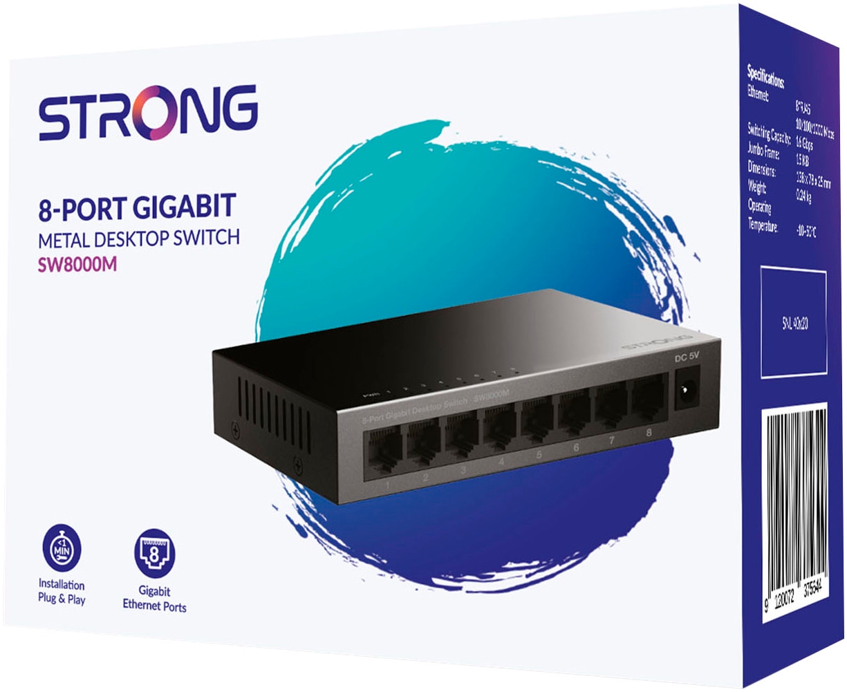 Strong Netzwerk-Switch »8-Port Gigabit Switch 10/100/1000 Mbit/s, Metallgehäuse«