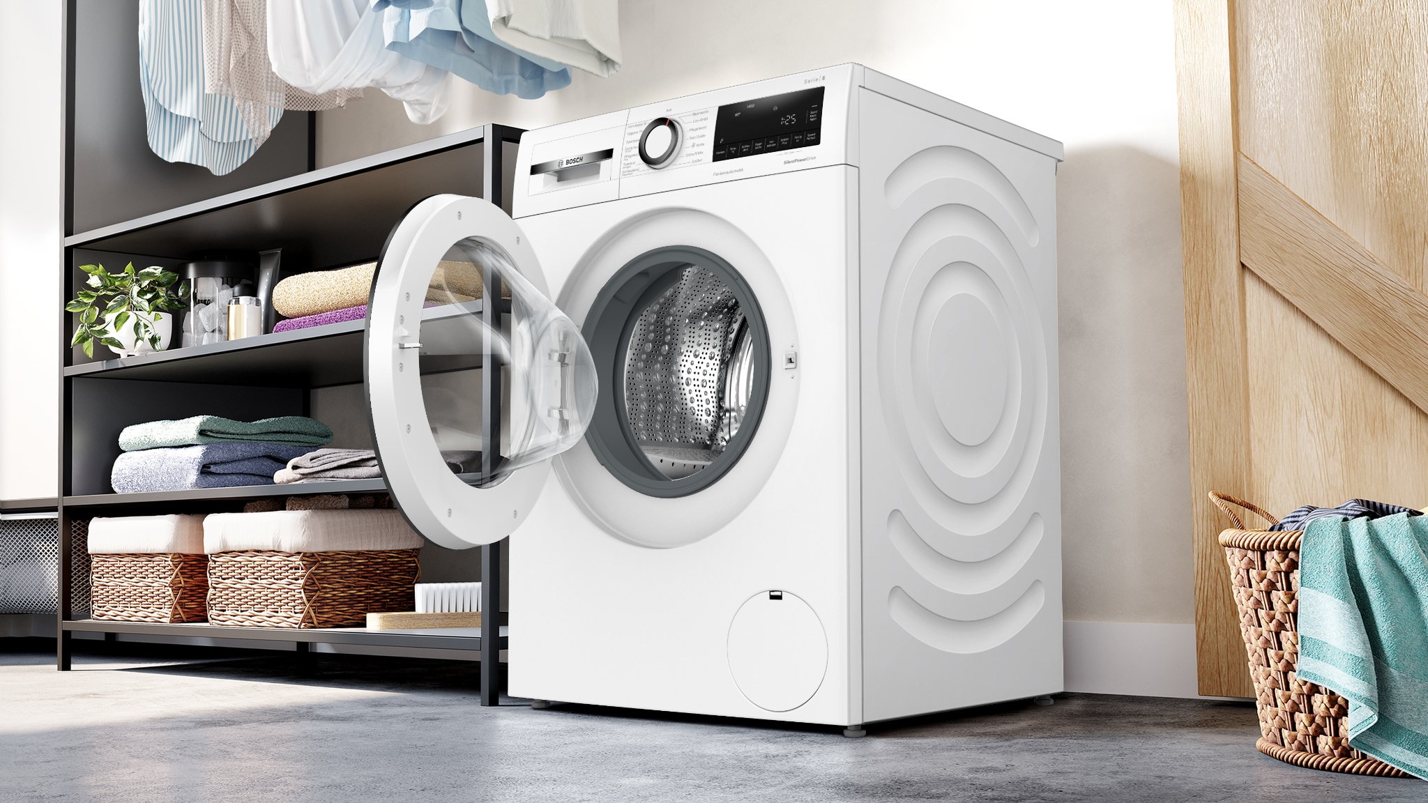 BOSCH Waschmaschine Serie 6 »WGG244ZV0« 9 kg 1400 U/min Knitter-Programm Iron Assist, Speed Perfect, Nachlegefunktion