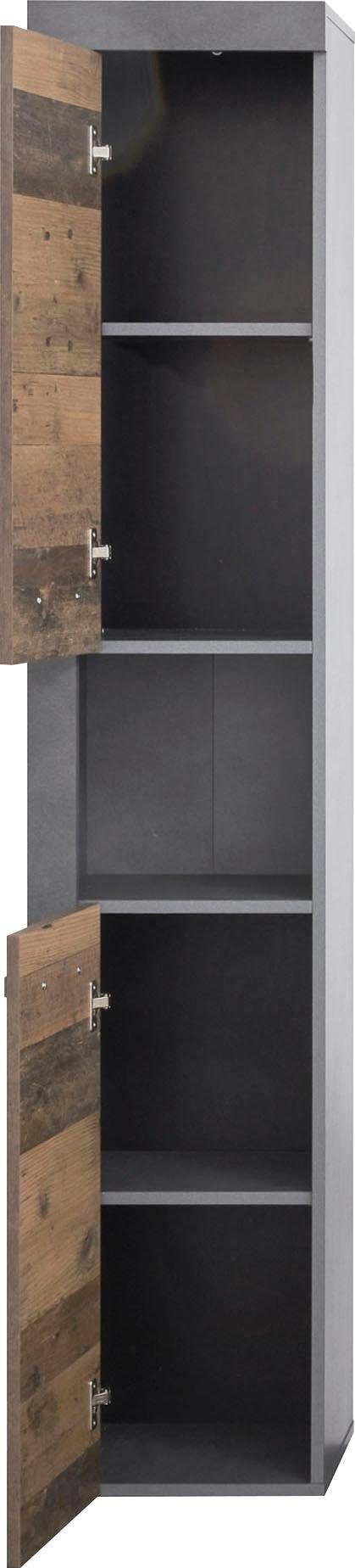 INOSIGN Hochschrank »Ilana«, Badschrank im modernen Industrial Style - Maße (B/T/H) 36/31/184 cm