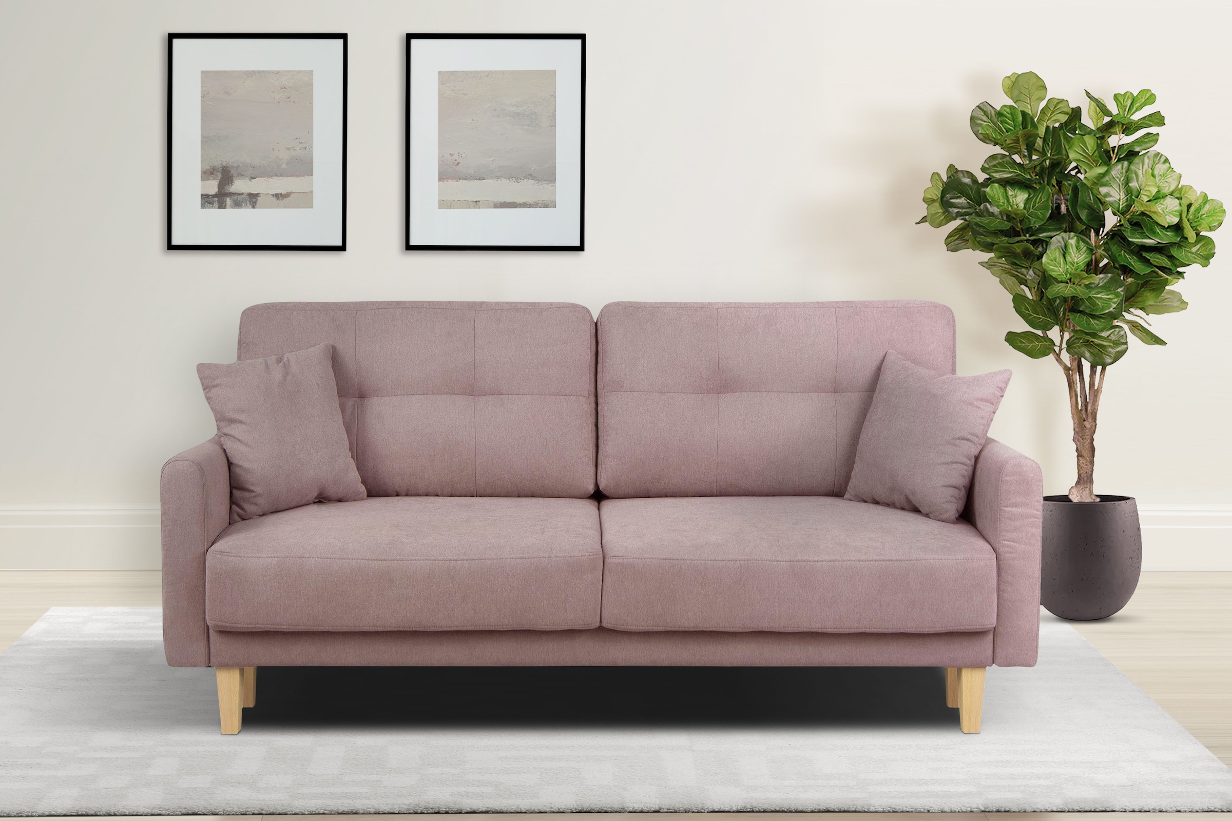 Home affaire 2-Sitzer »TRIPLO mit Wellenunterfederung, Maße B/T/H: 165/100/89 cm« Sofa mit Steppung im Rückenbereich, incl. Rückenkissen und Zierkissen