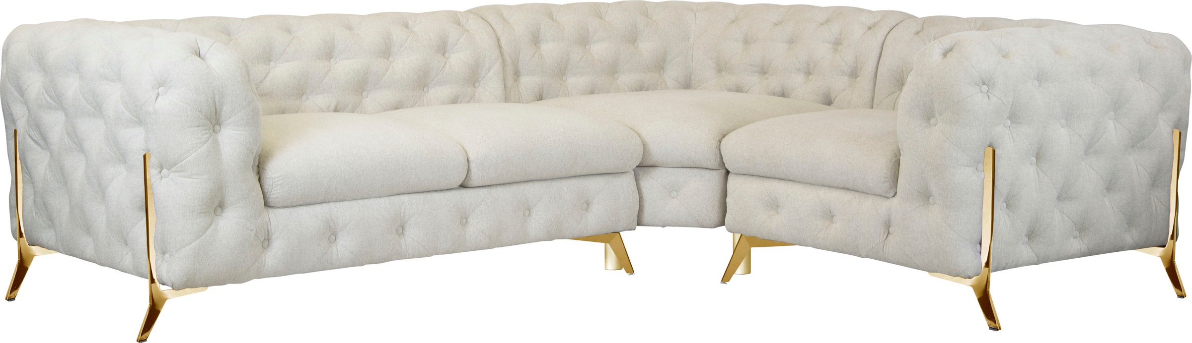 Leonique Chesterfield-Sofa »Amaury L-Form«, moderne Chersterfield-Optik, Breite 262 cm, Fußfarbe wählbar