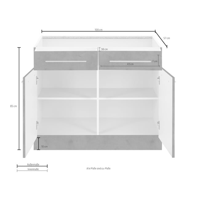 wiho Küchen Unterschrank »Flexi2«, Breite 100 cm online bei OTTO