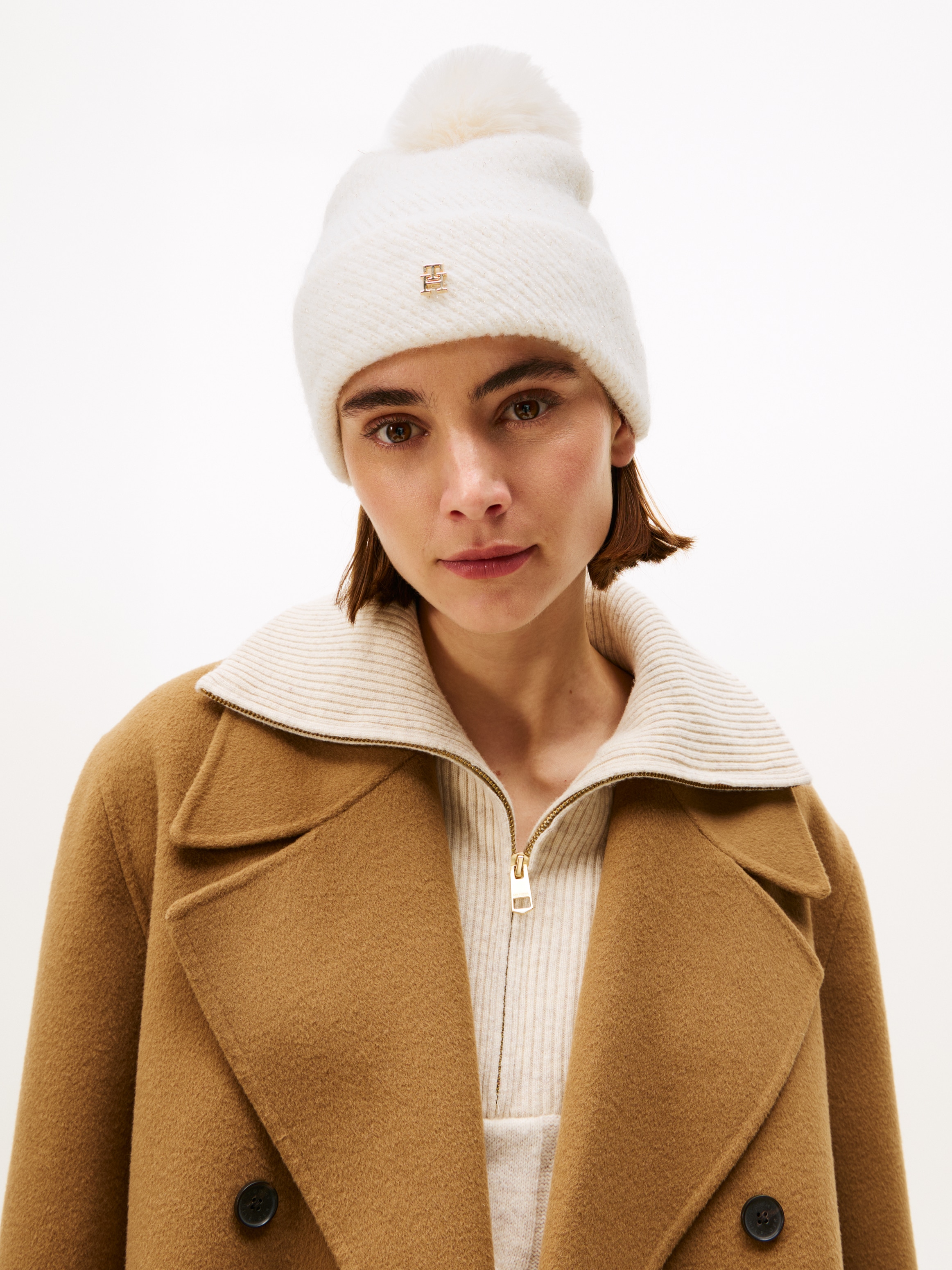 Tommy Hilfiger Bommelmütze »TH POM POM BEANIE LUREX«, Regular fit