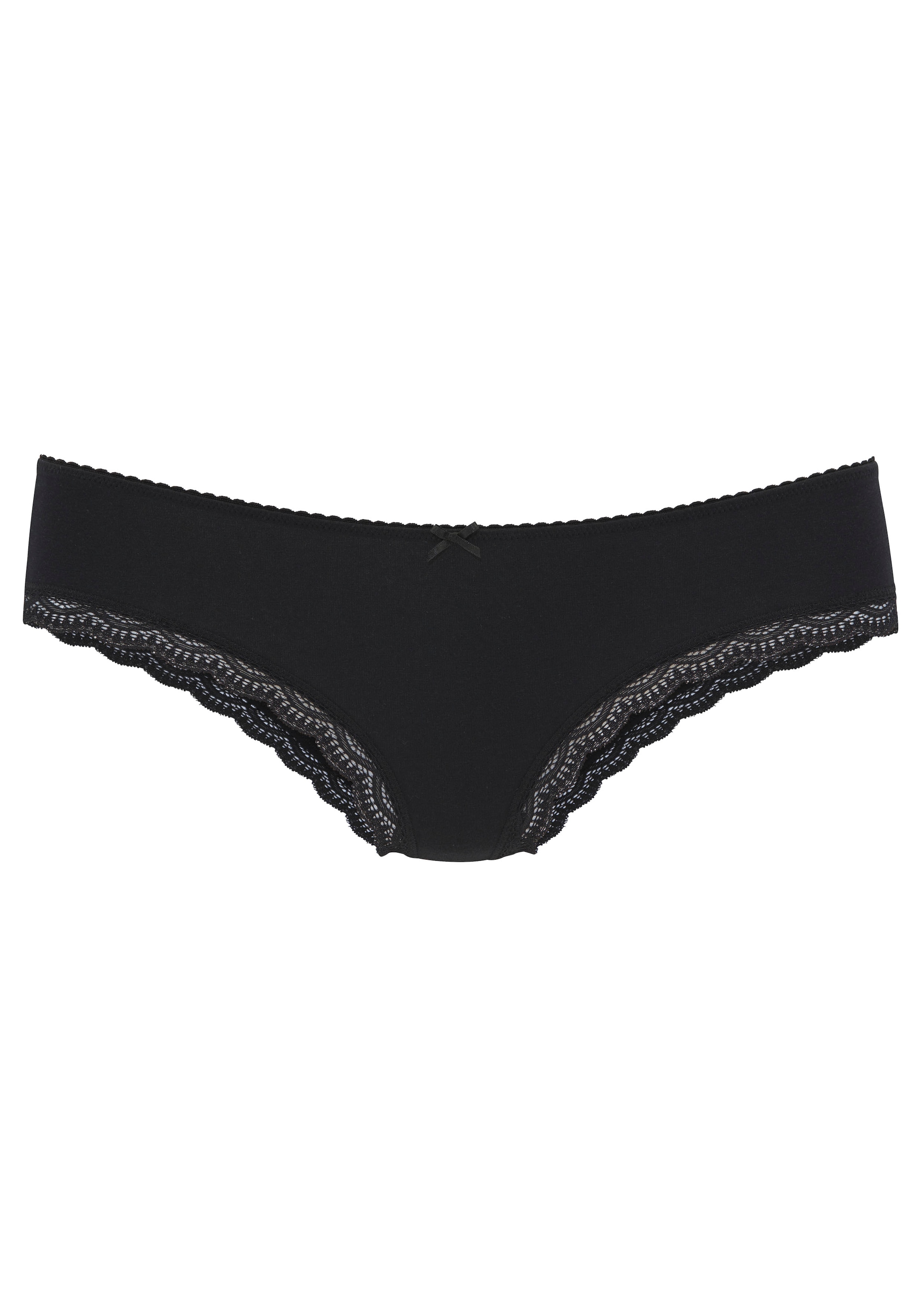 LASCANA Brasilslip 5er-Pack,  aus elastischer Baumwolle mit zarter Spitze, mit Aufbewahrungsbox