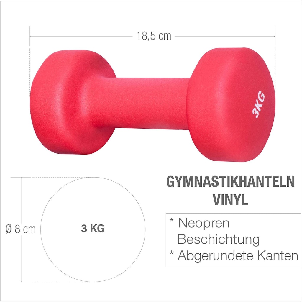 GORILLA SPORTS Hantel-Set »Gymnastikhanteln Vinyl Rot 6 kg - 2 x 3 kg«, (Set)