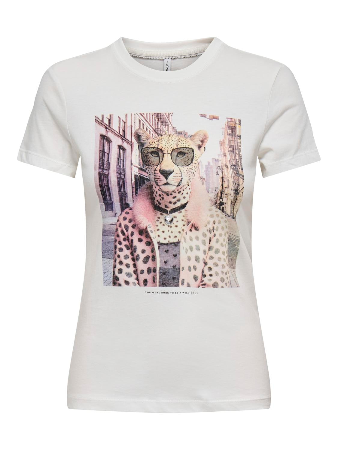 ONLY Kurzarmshirt »ONLVIBE LIFE S/S GLASSES TOP BOX JRS« Baumwolle, regular fit, Rundhals