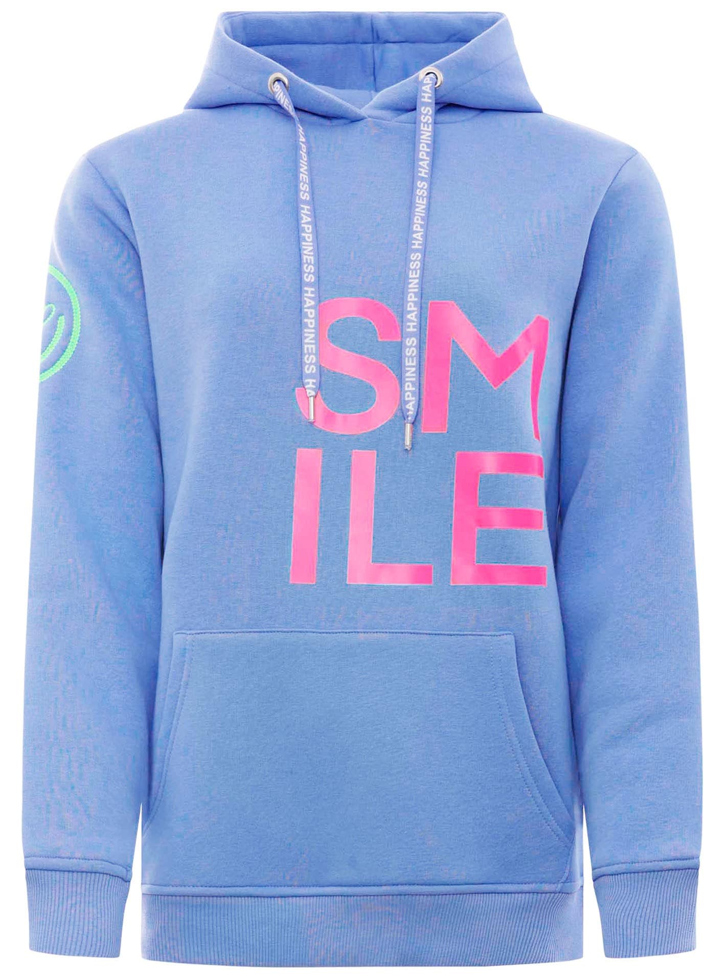 Zwillingsherz Hoodie »"Alissa"«, Langarm, Kapuze, Neon-Details, Kordelzug, Frontprint, Kängurutasche
