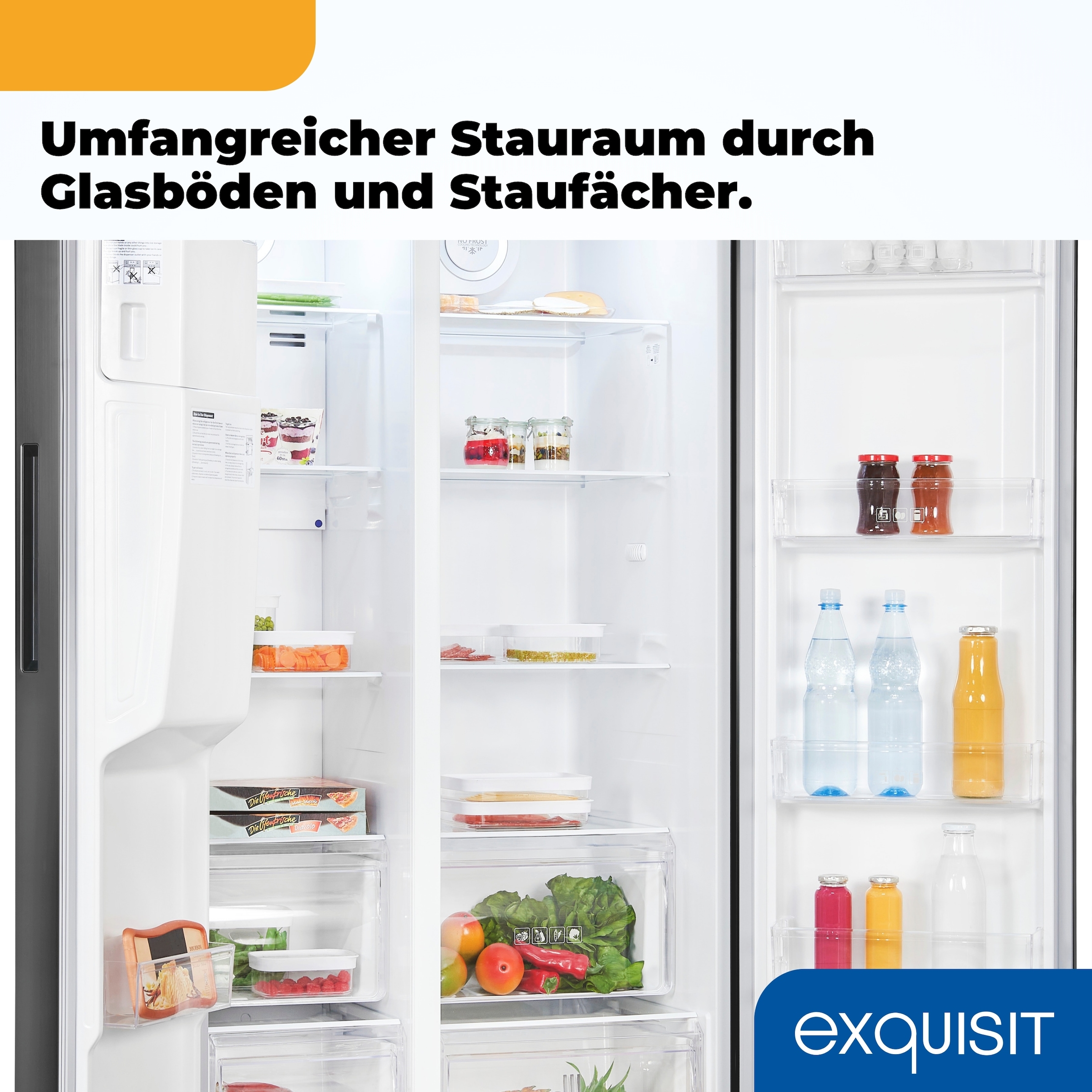 exquisit Side-by-Side SBS520-CF-040E inoxlook-az »SBS520-CF-040E inoxlook-az« 177 cm hoch 90 cm breit