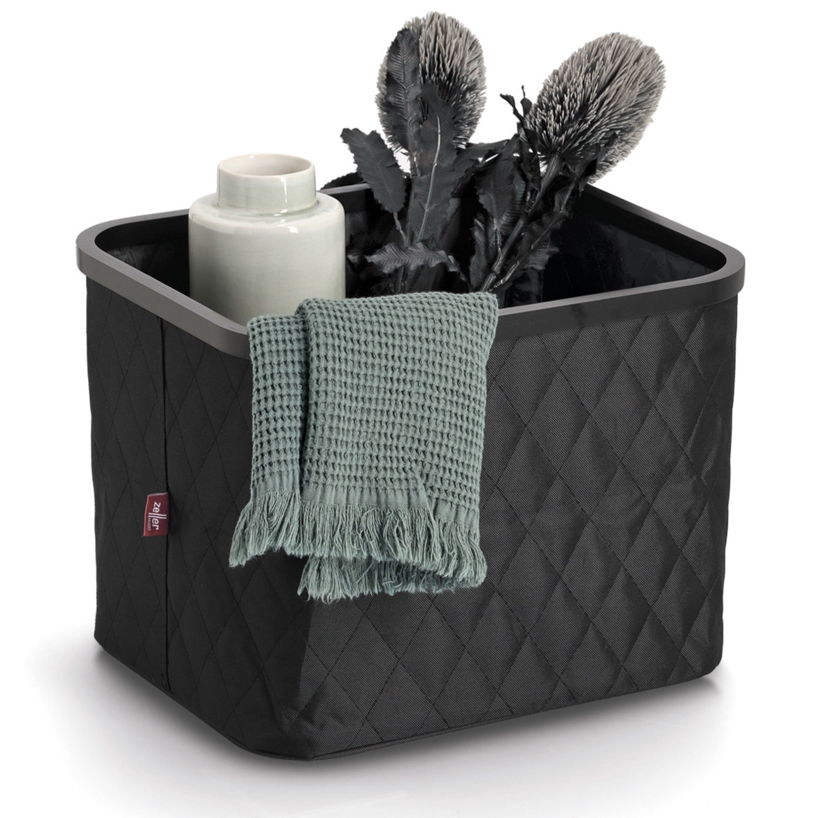 Zeller Present Aufbewahrungskorb »Aufbewahrungskorb, Polyester/Bambus« schwarz, ca. 40,5x33x30 cm