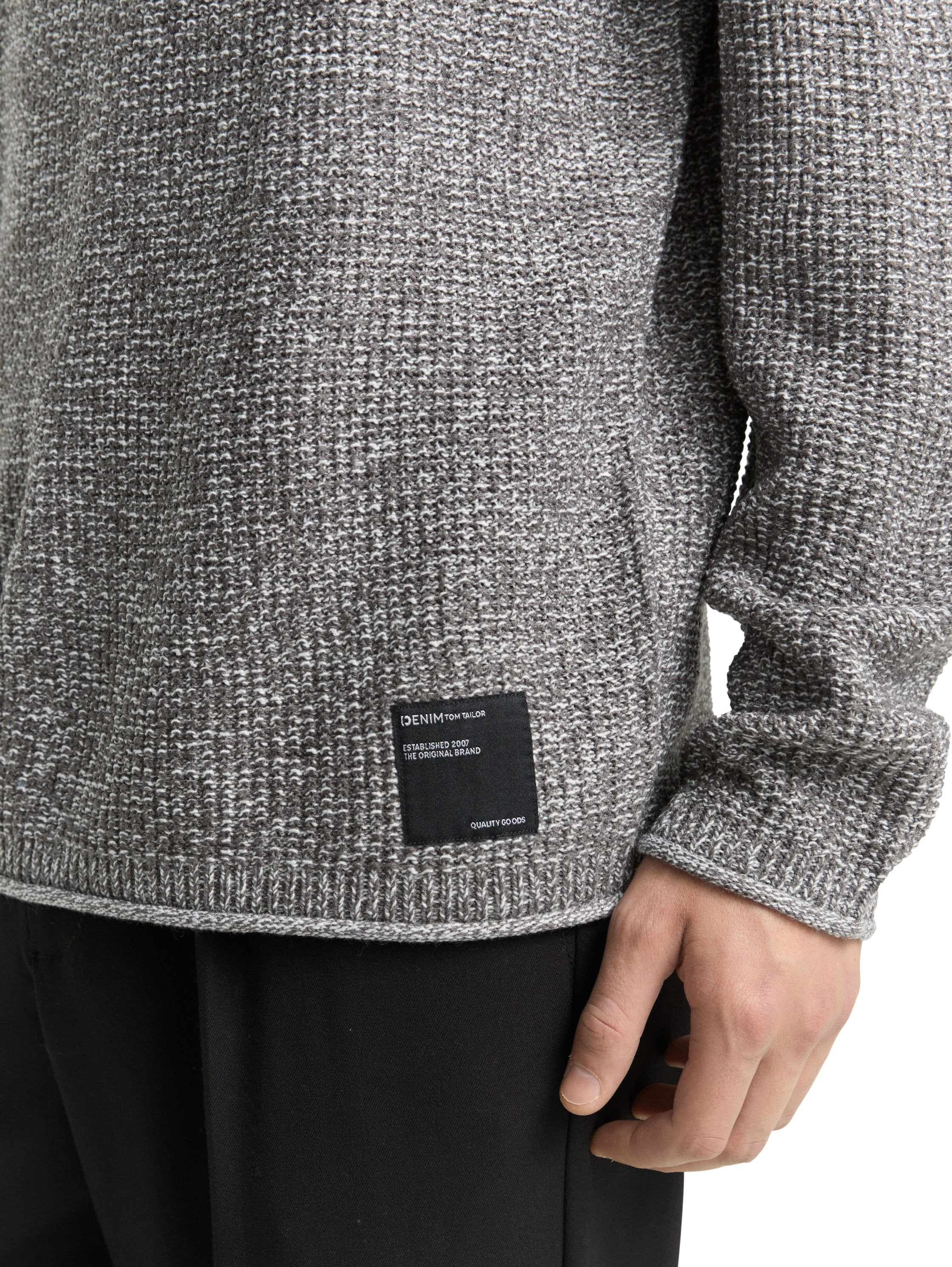 TOM TAILOR Denim Strickpullover mit Logo Stickerei