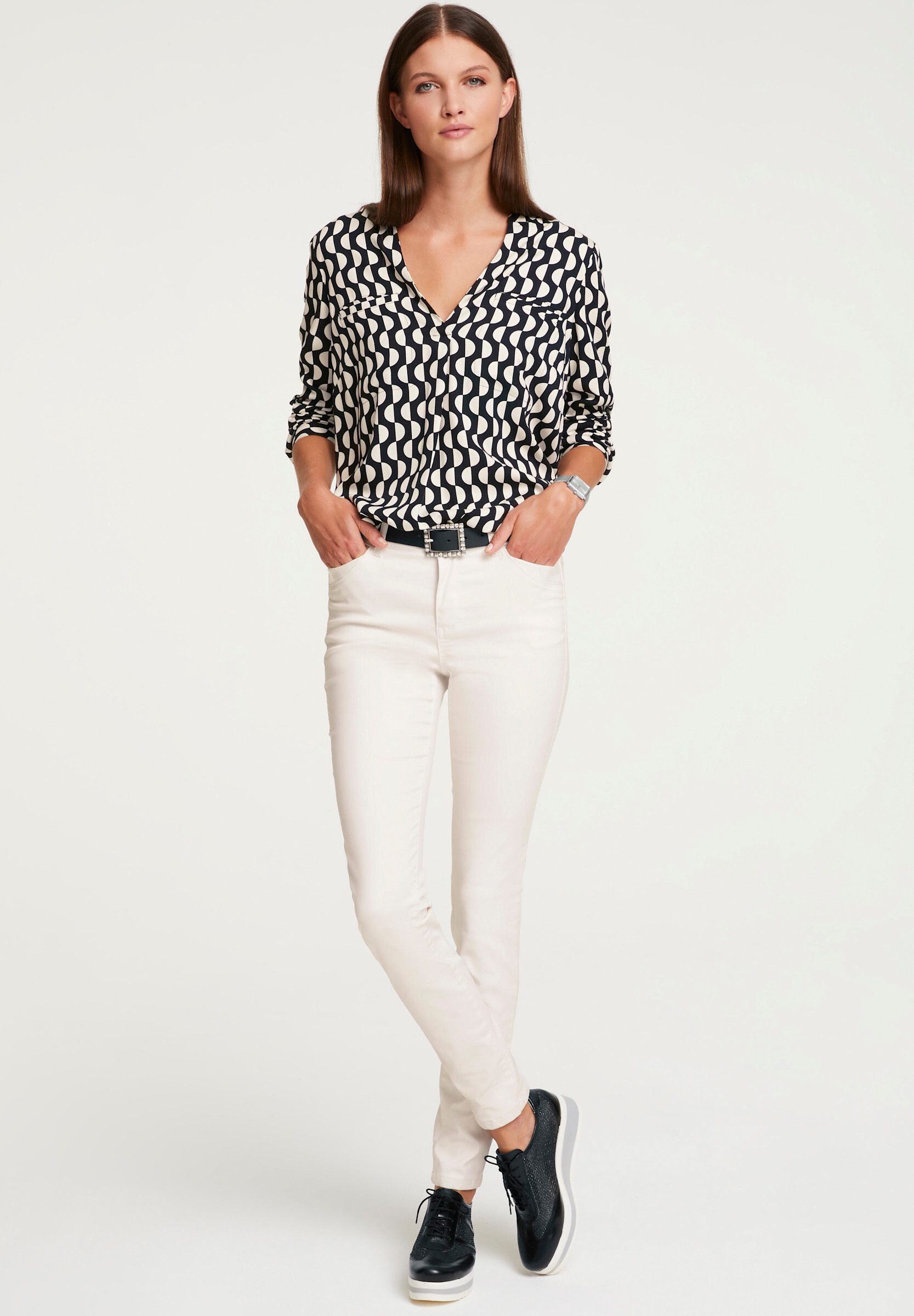 heine Schlupfbluse »Druckbluse Schlupf-Bluse mit V-Ausschnitt«