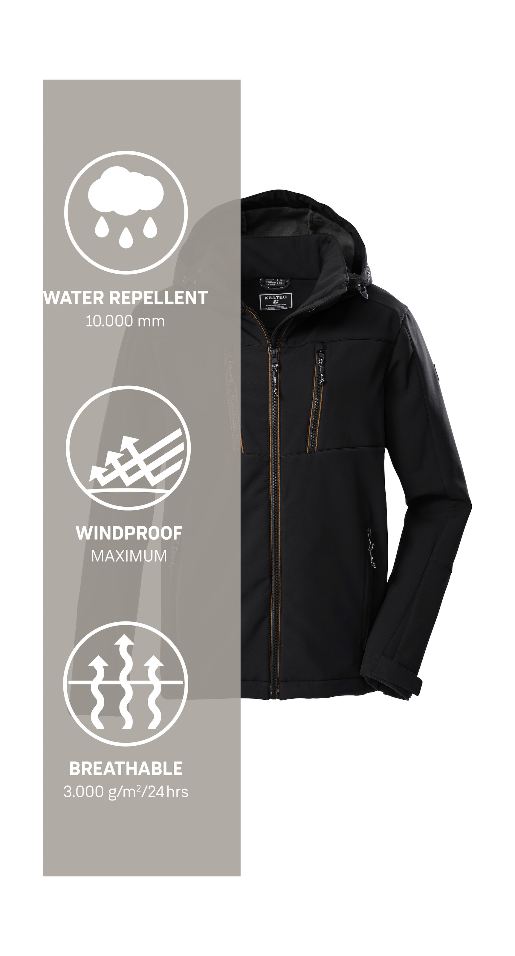 Killtec Softshelljacke »KOW 79 MN SFTSHLL JCKT« Wasser- und windabweisende Softshelljacke, abnehmbare Kapuze
