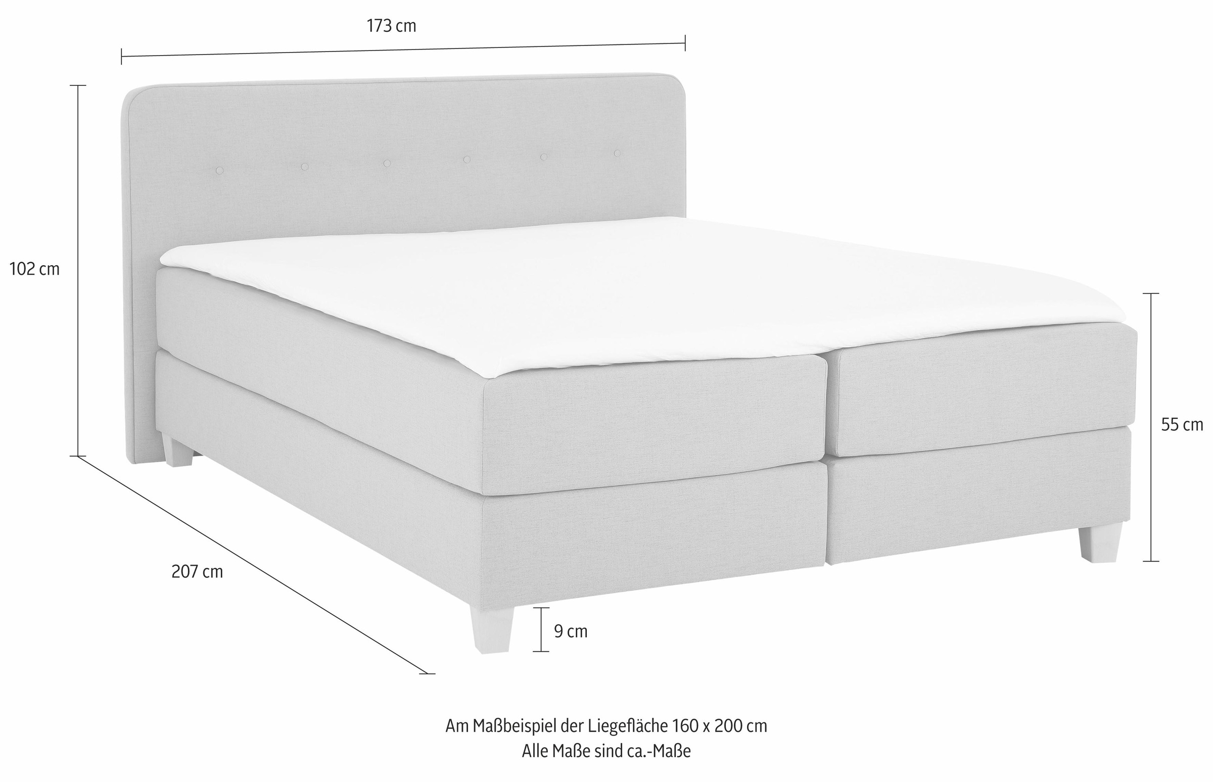 Home affaire Boxspringbett »Fargo«, inkl. Topper, in 3 Matratzenarten, in Samt- oder Strukturstoff