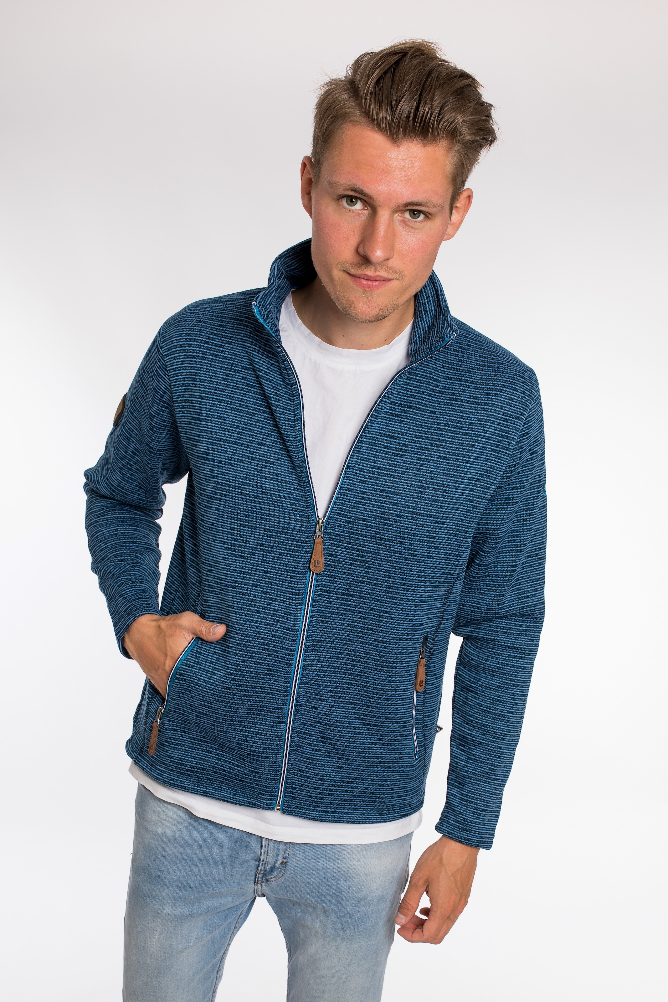 Strickfleecejacke »LACEWOOD MEN«, Kontrastreissverschluss