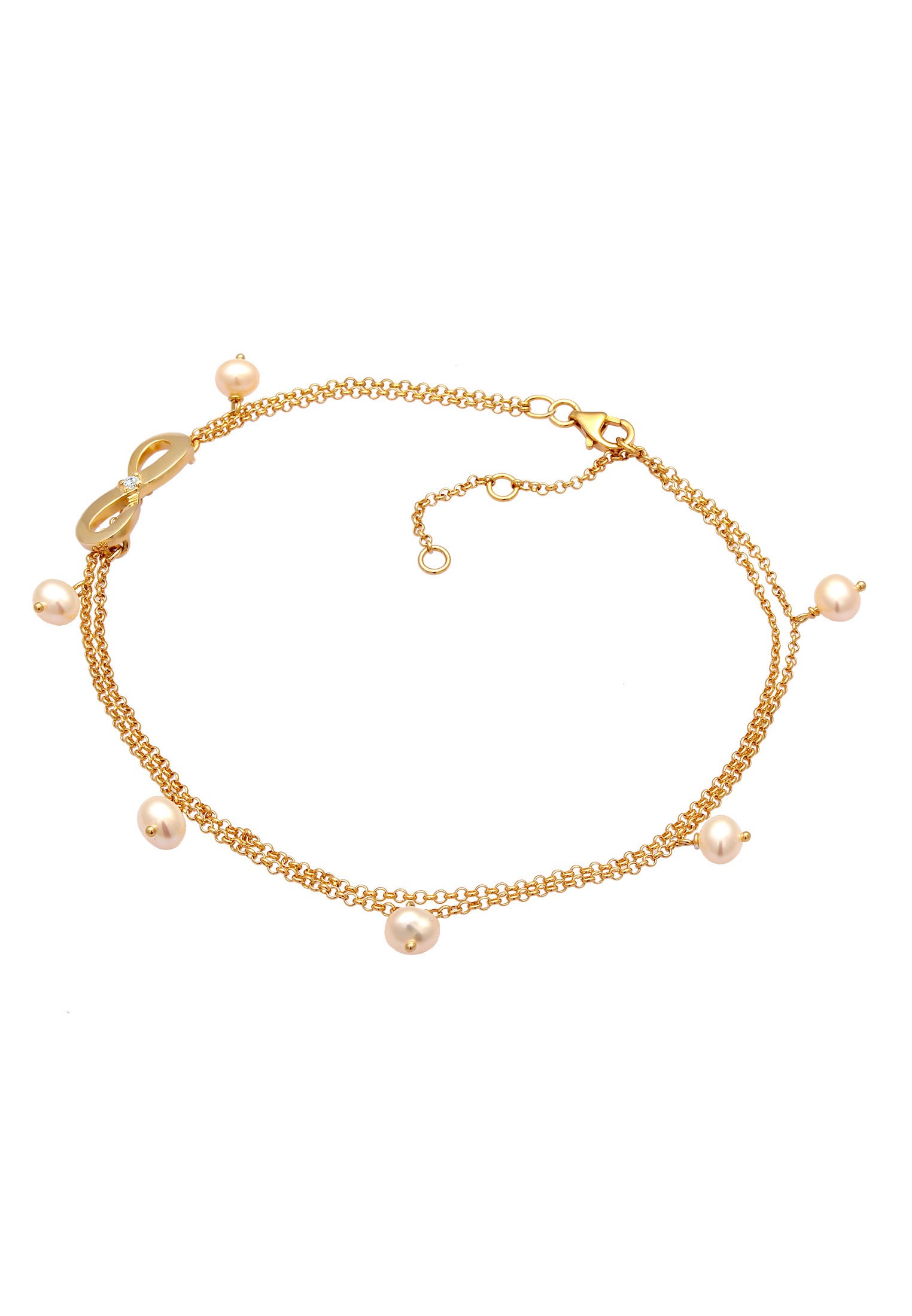 Nenalina Fußkette »Fußschmuck Infinity Zirkonia Süsswasserzuchtperlen 925 Silber«