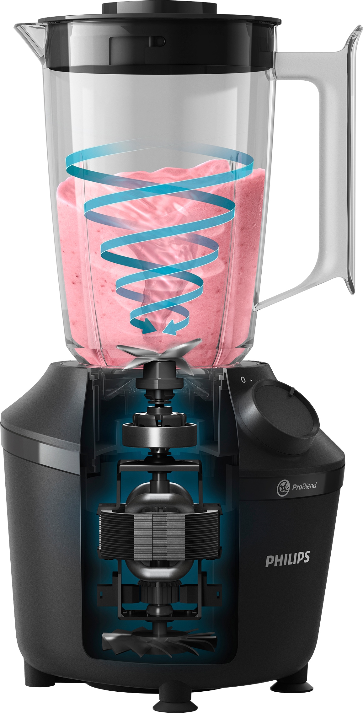 Philips Standmixer »HR2041/41 3000 Series, mit ProBlend-Technologie,«, 450 W, 1,9L-Behälter und 1 Geschwindigkeitsstufe + Impulseinstellung; Schwarz