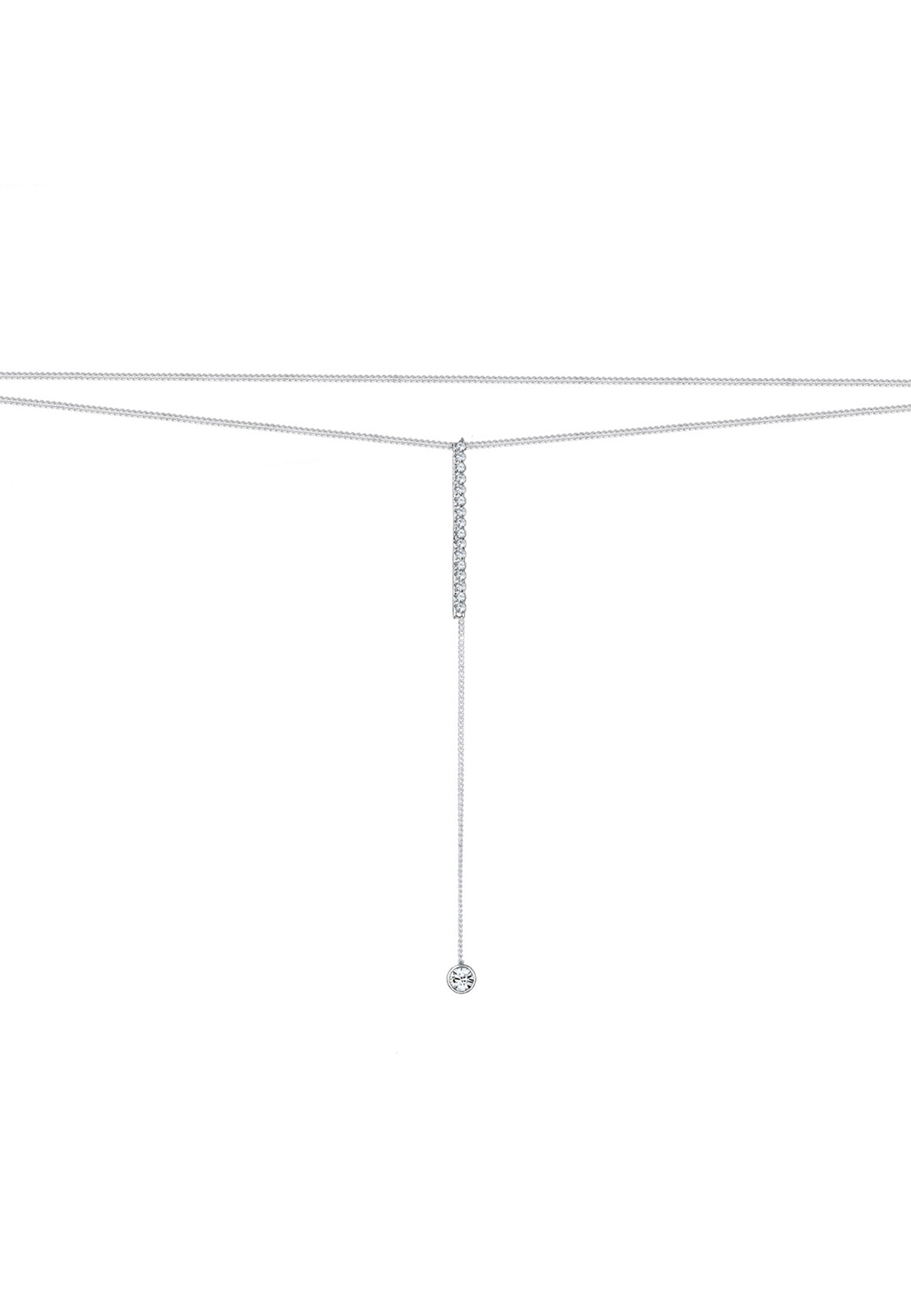Elli Choker »Halskette Y-Kette Layer Rechteck Glas Kristalle Weiß 925 Sterling Silber«