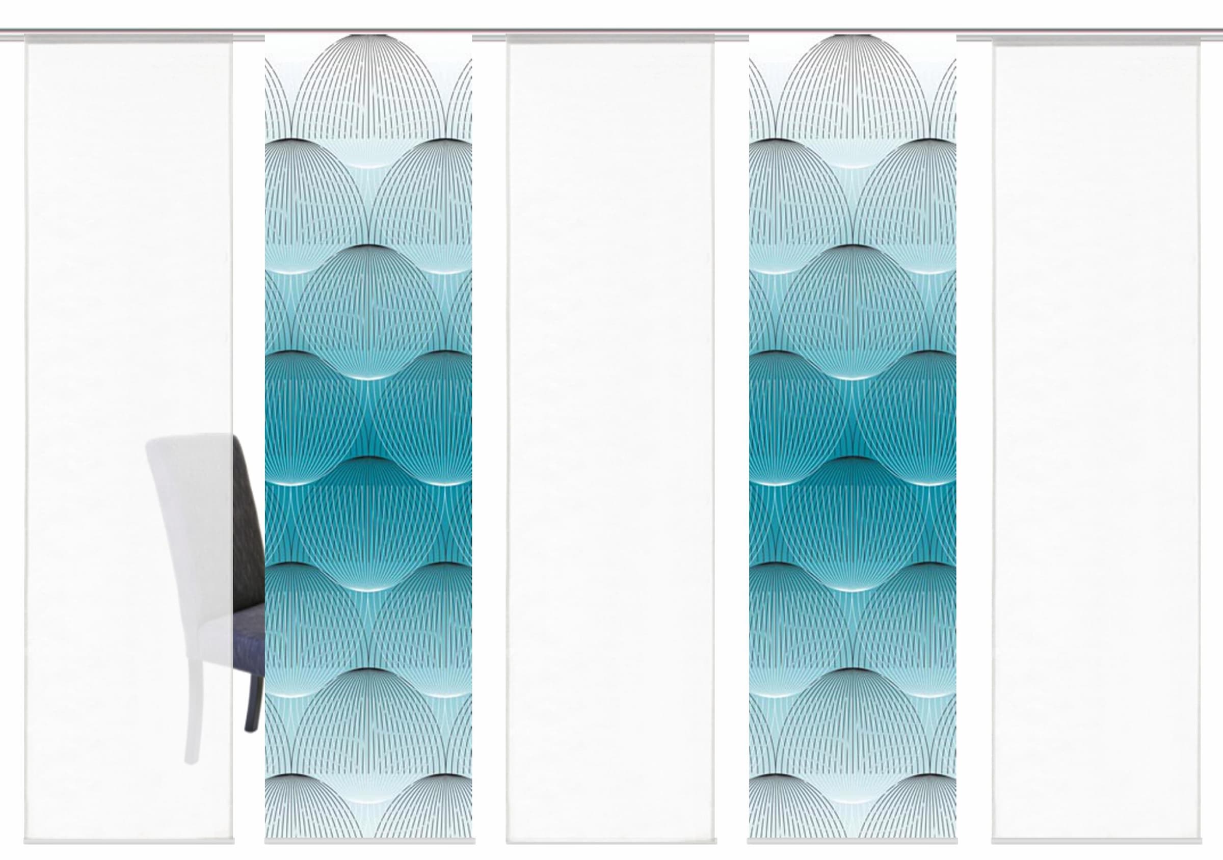 HOME WOHNIDEEN Schiebegardine »BENARIS« Klettband 5 Stk. tlg. HxB: 245x60, inkl. Befestigungszubehör