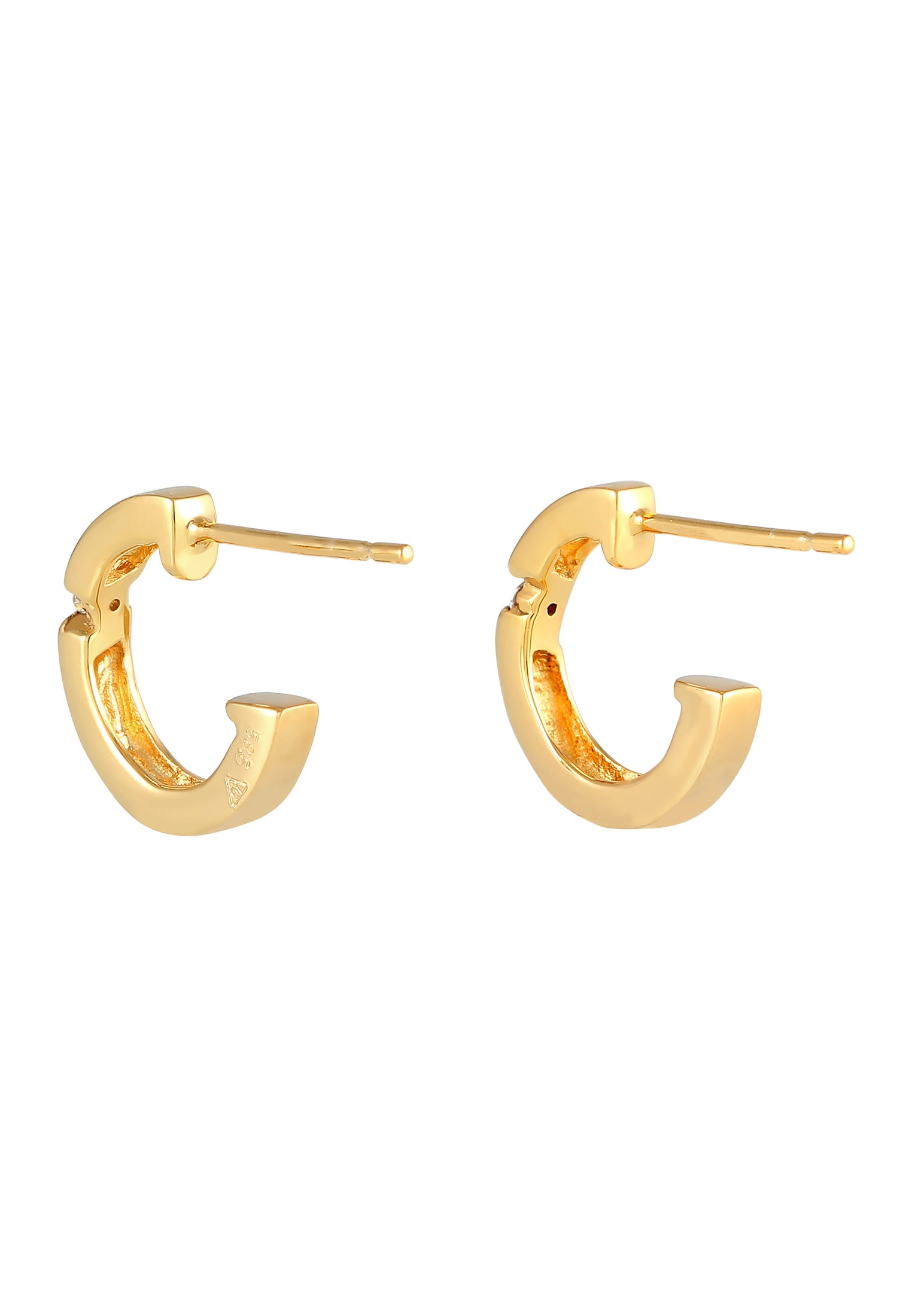 Elli DIAMONDS Paar Creolen »Ohrringe Creolen Diamant Weiß Brillantschliff (0.03 ct.) 585 Gelbgold«